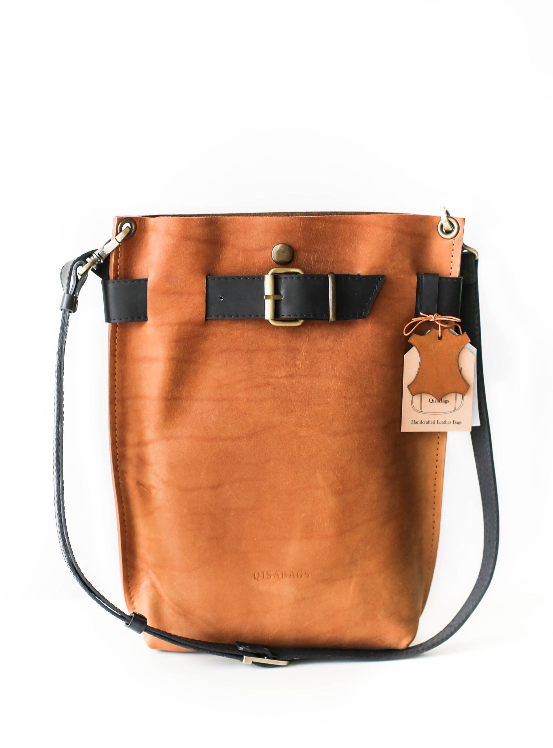 Convertible brown leather bag