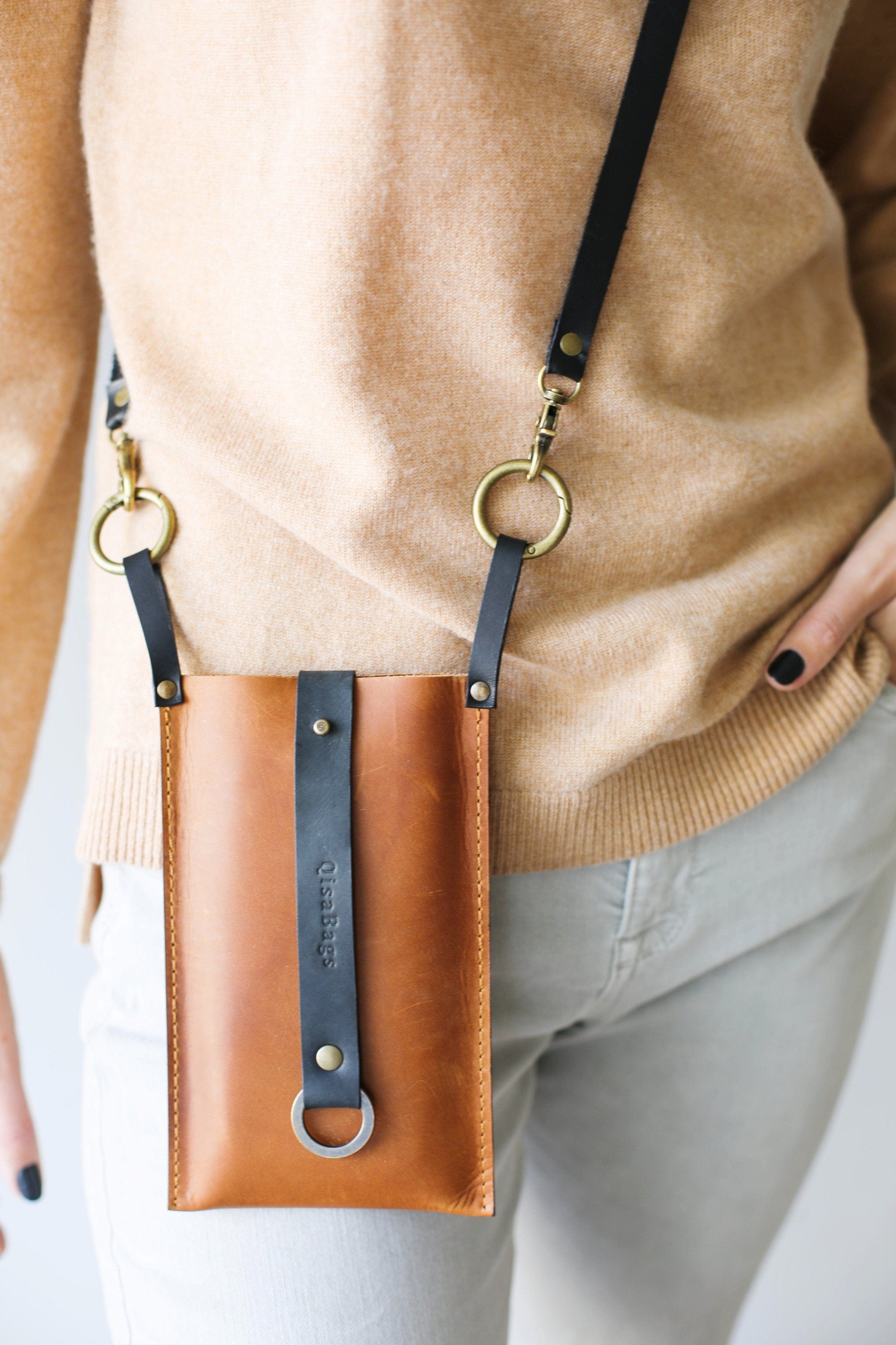 Leather Crossbody Phone Bag Phone Sling Bag Qisabags