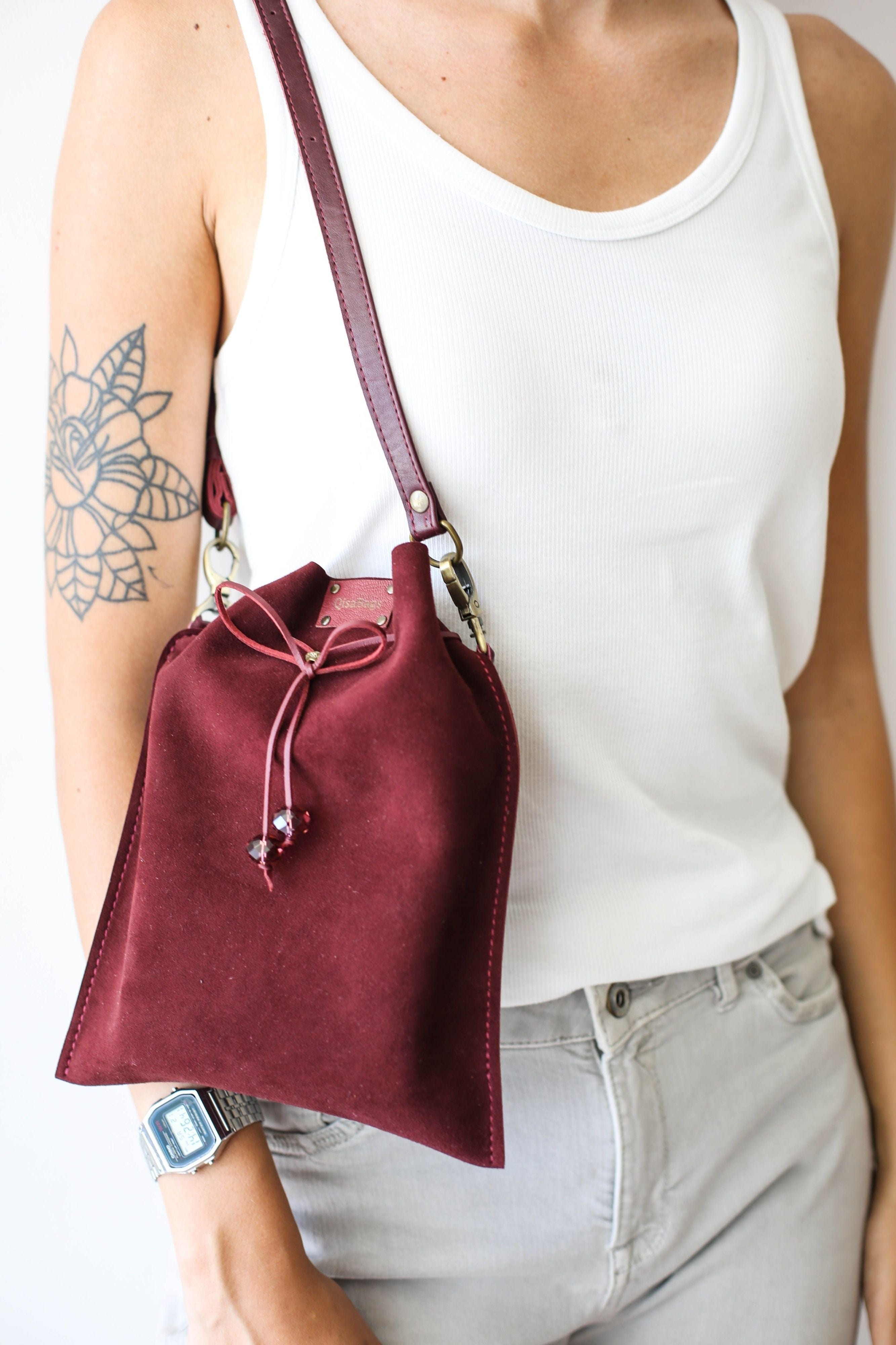 Suede Leather Handbag