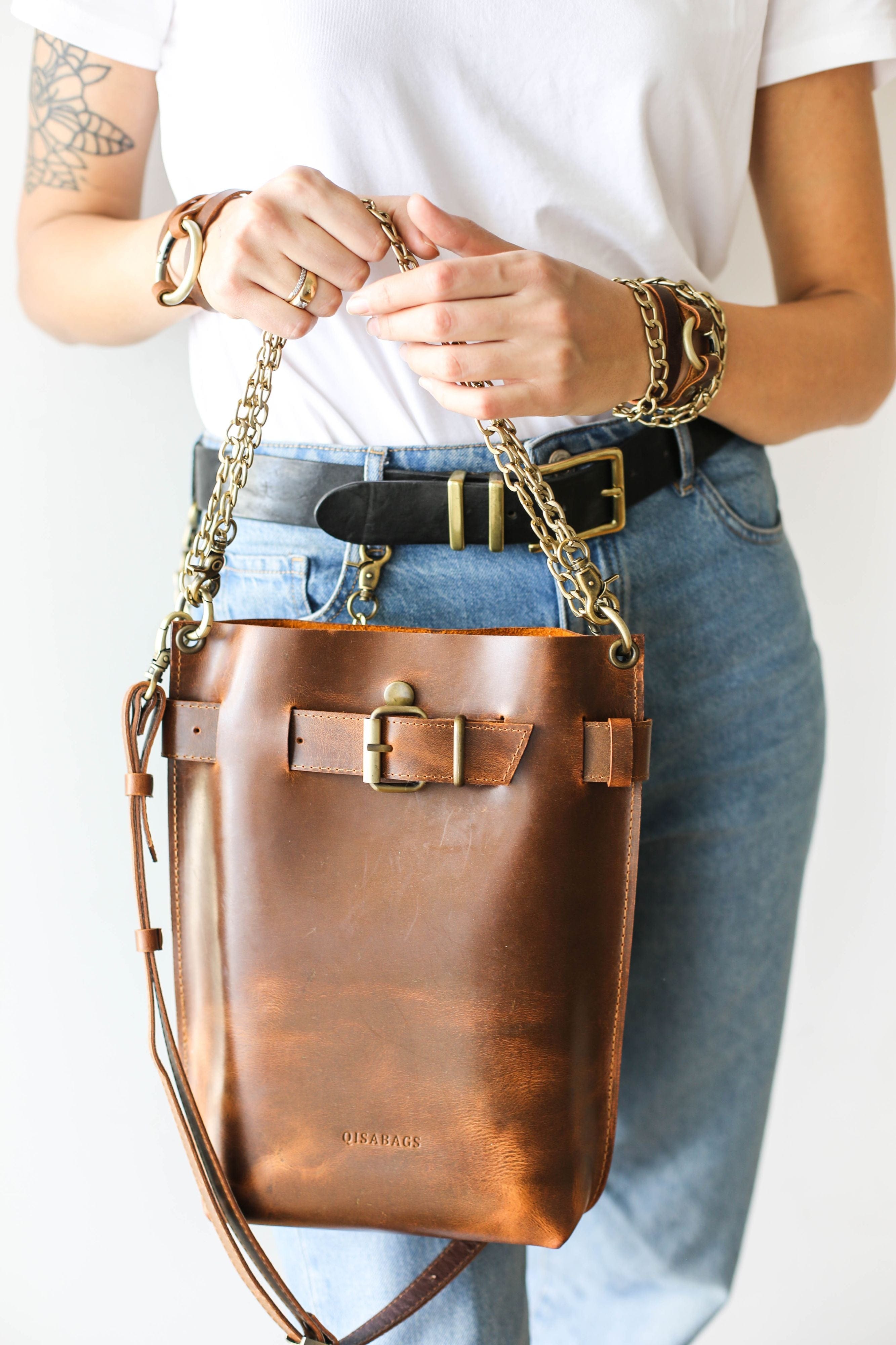 leather backpack brown