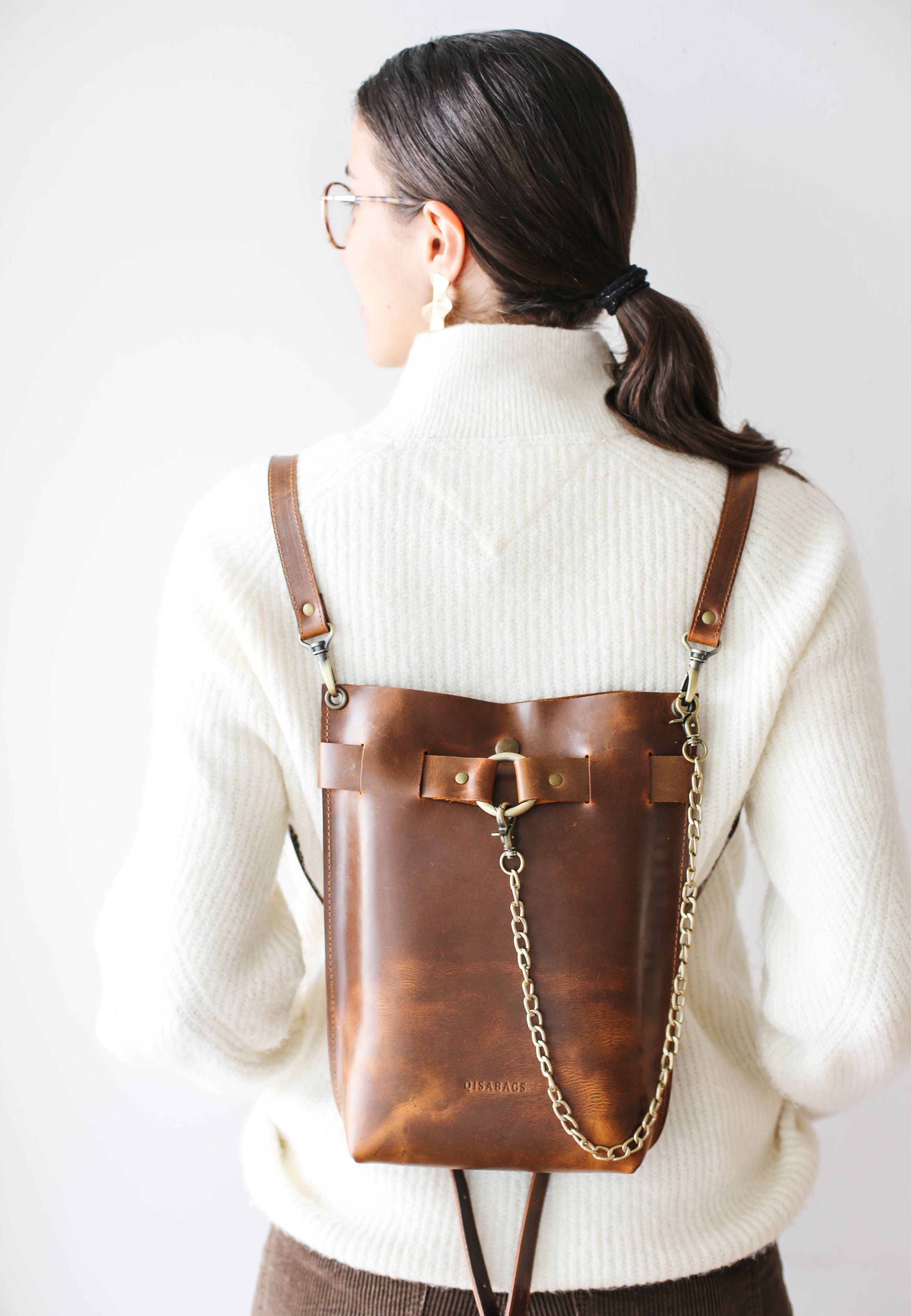 Coffee Brown Leather Bag - "Ring Belt Edition"