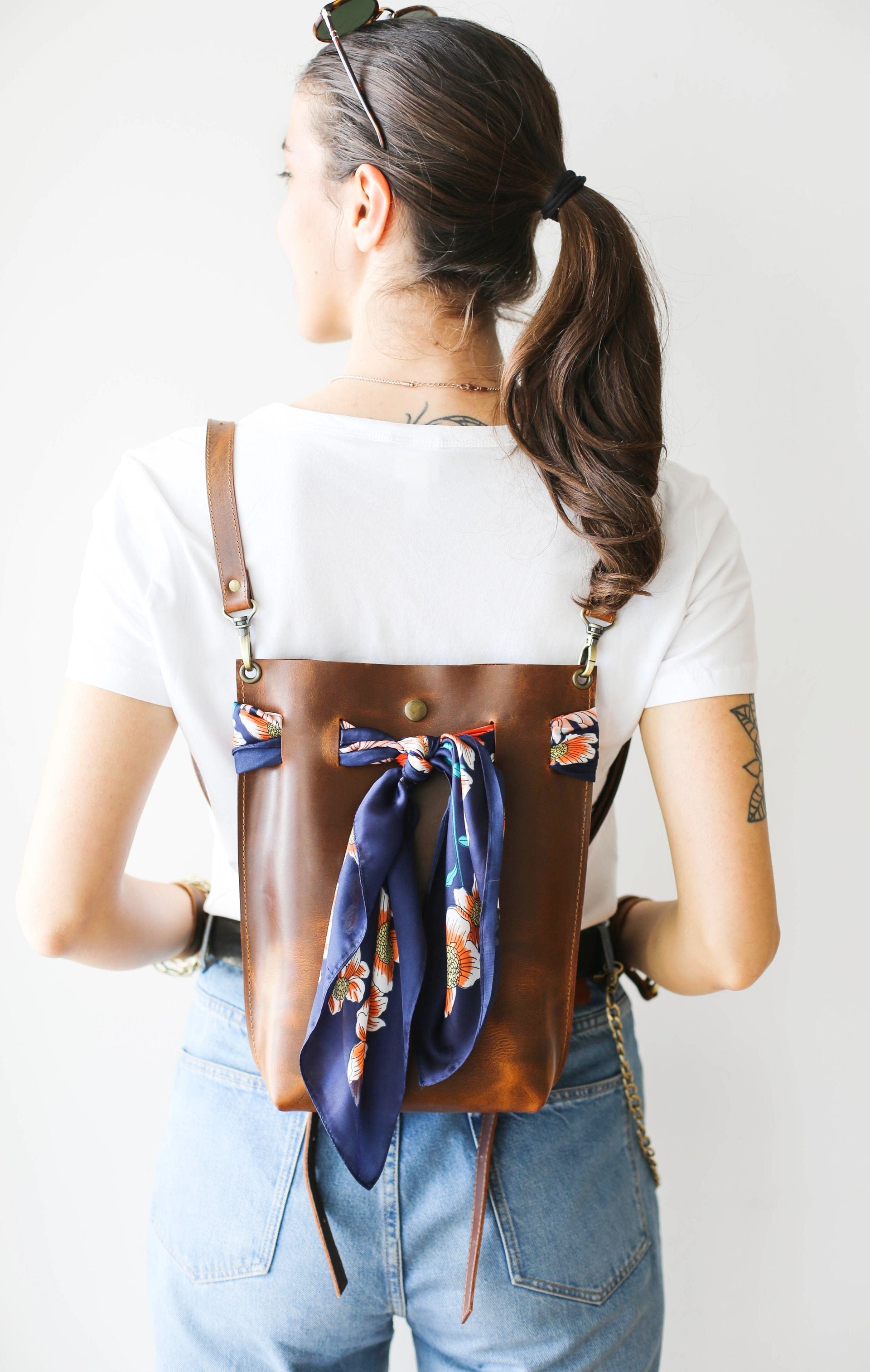 Brown leather backpacks for travel