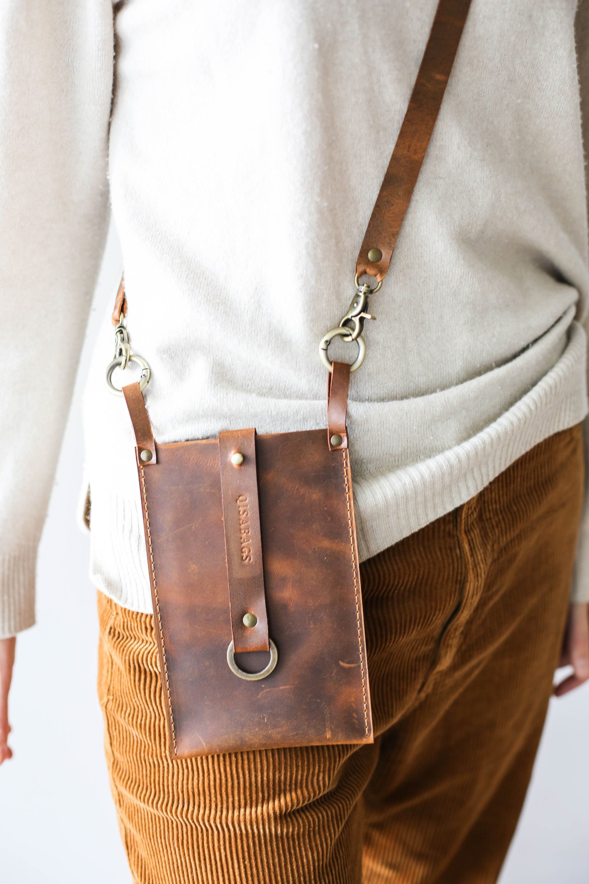 Designer leather bag for iphone