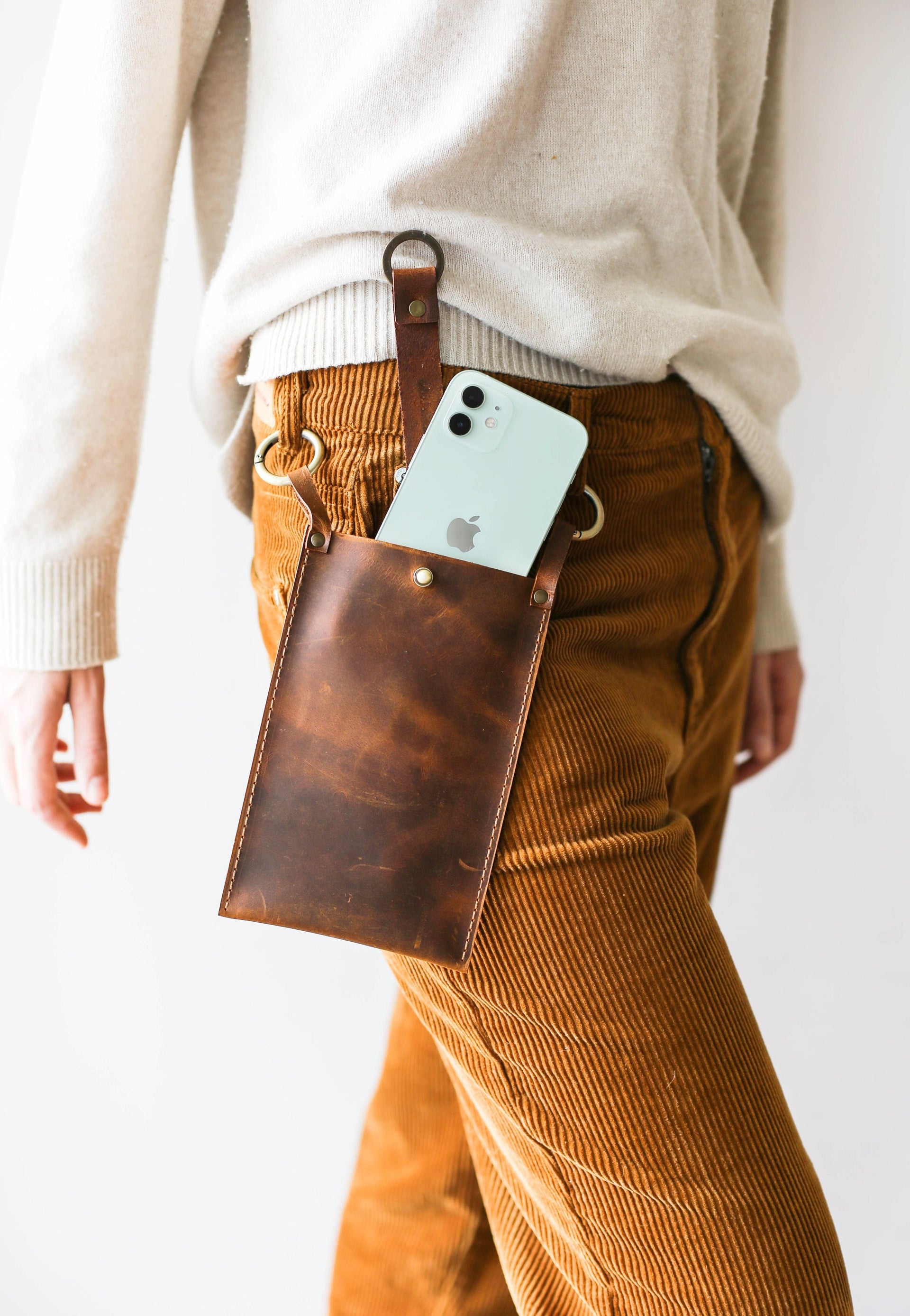 iphone leather waist bag