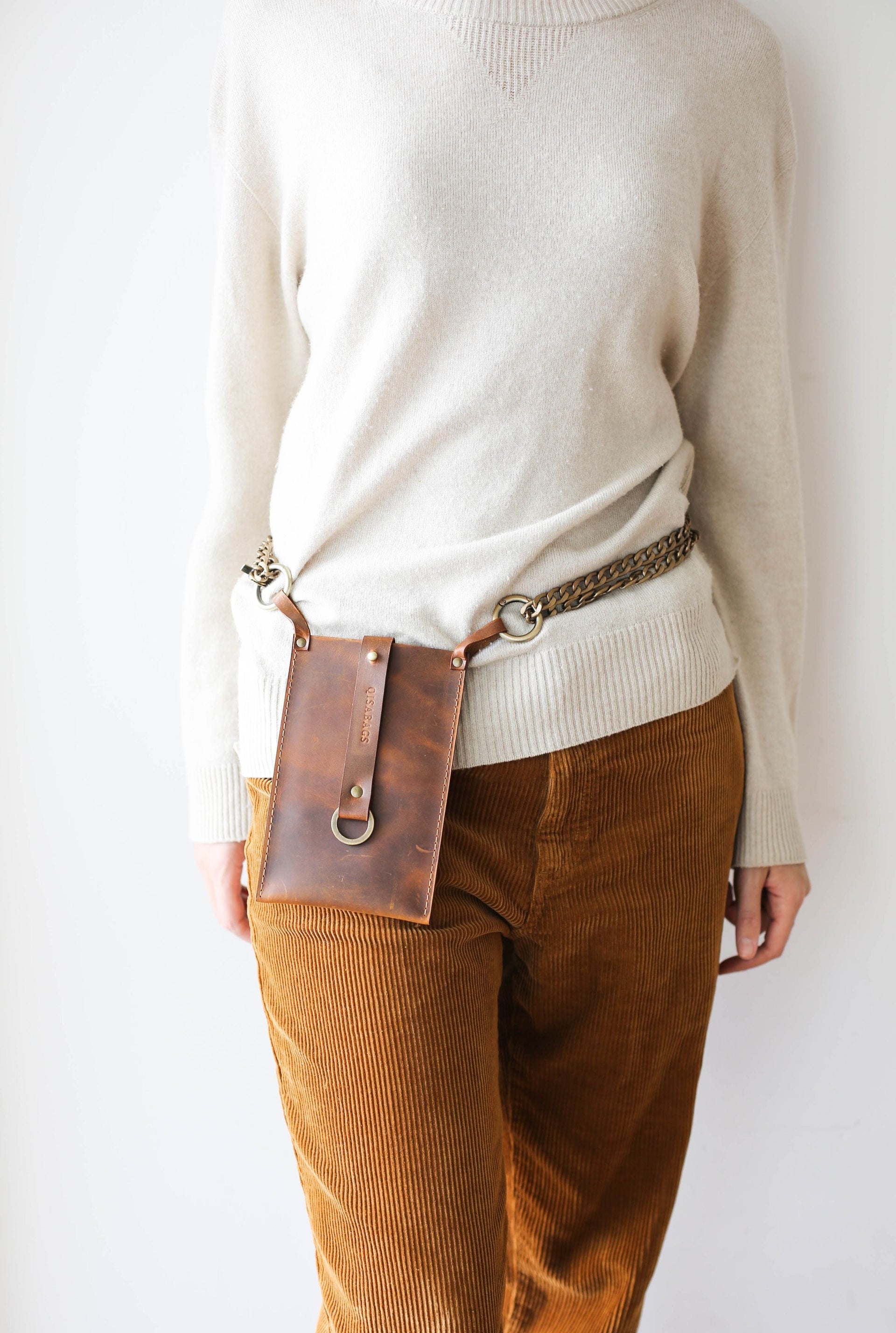 designer small leather waist bag