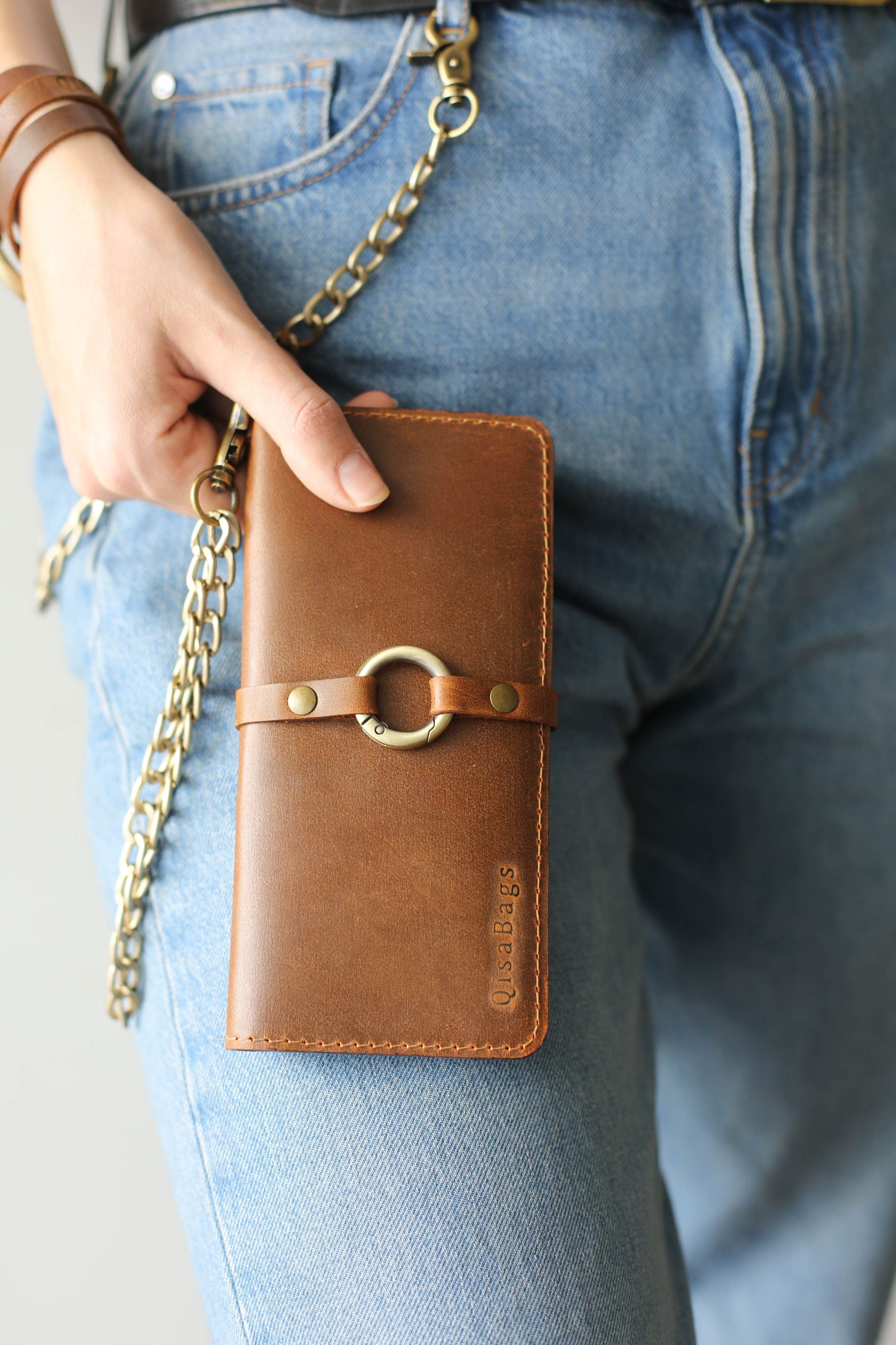 brown leather wallet womens