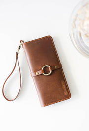 Brown long leather wallet