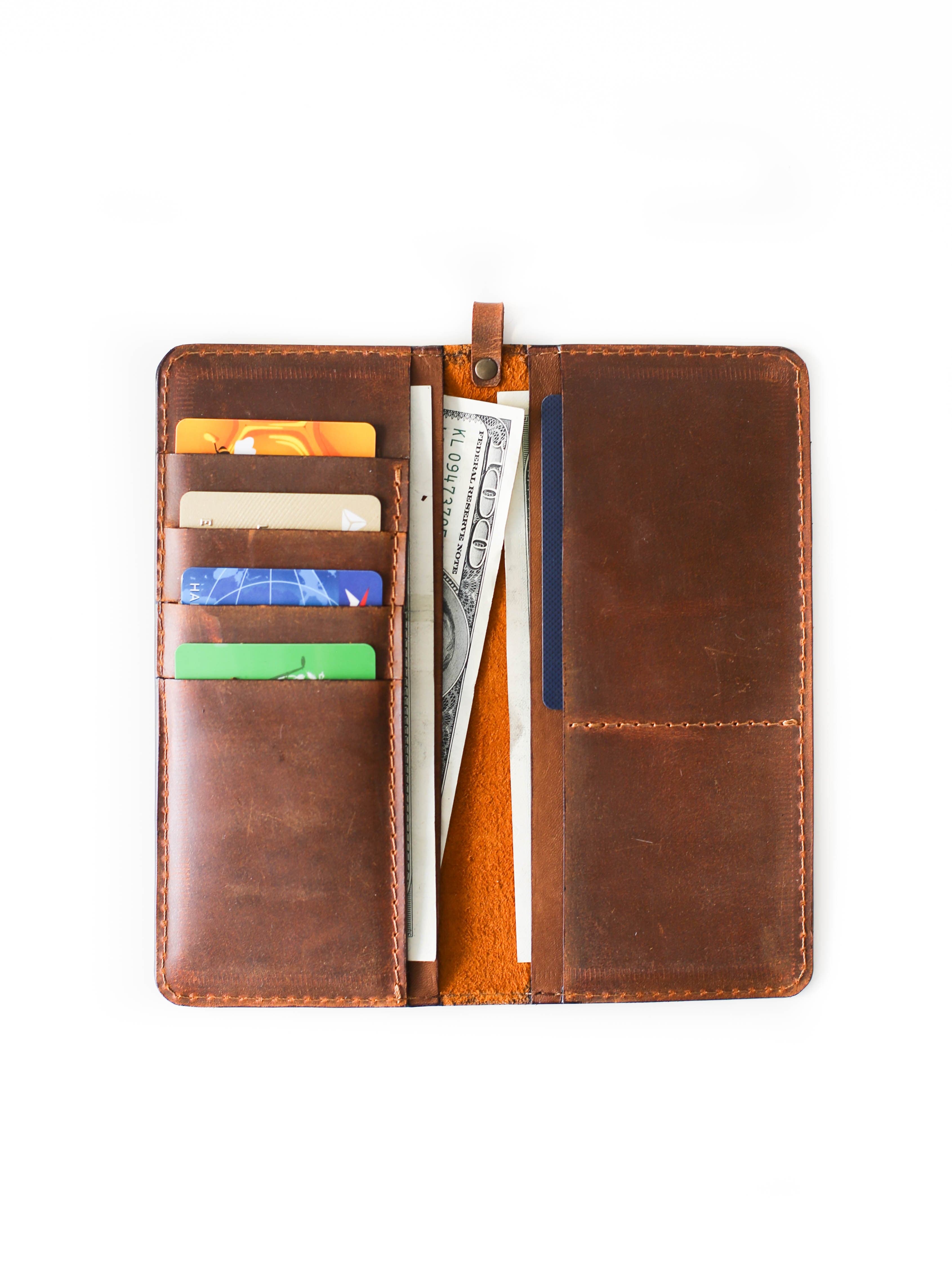 Long Brown Leather Wallet