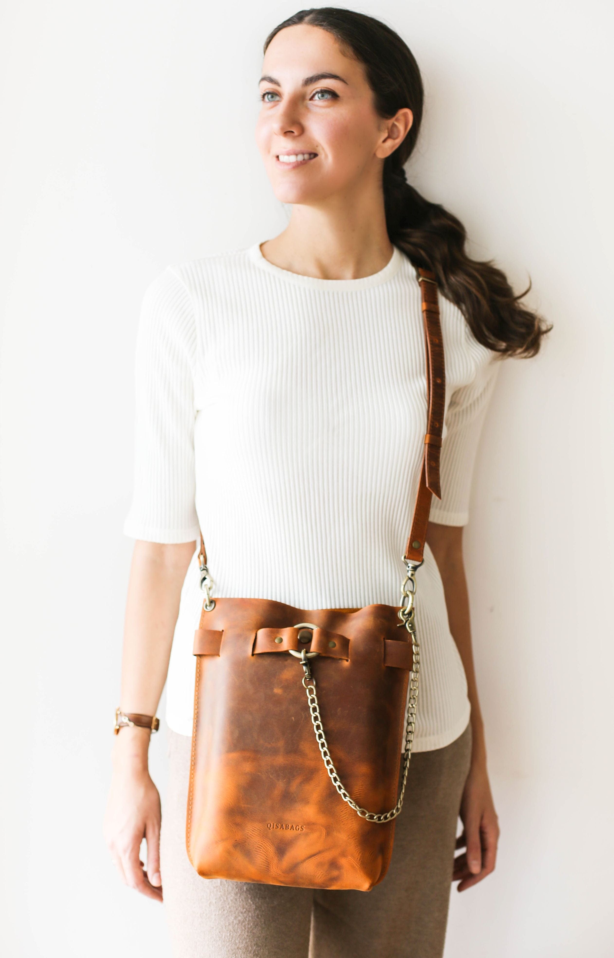 Brown Leather Cross Body Bag