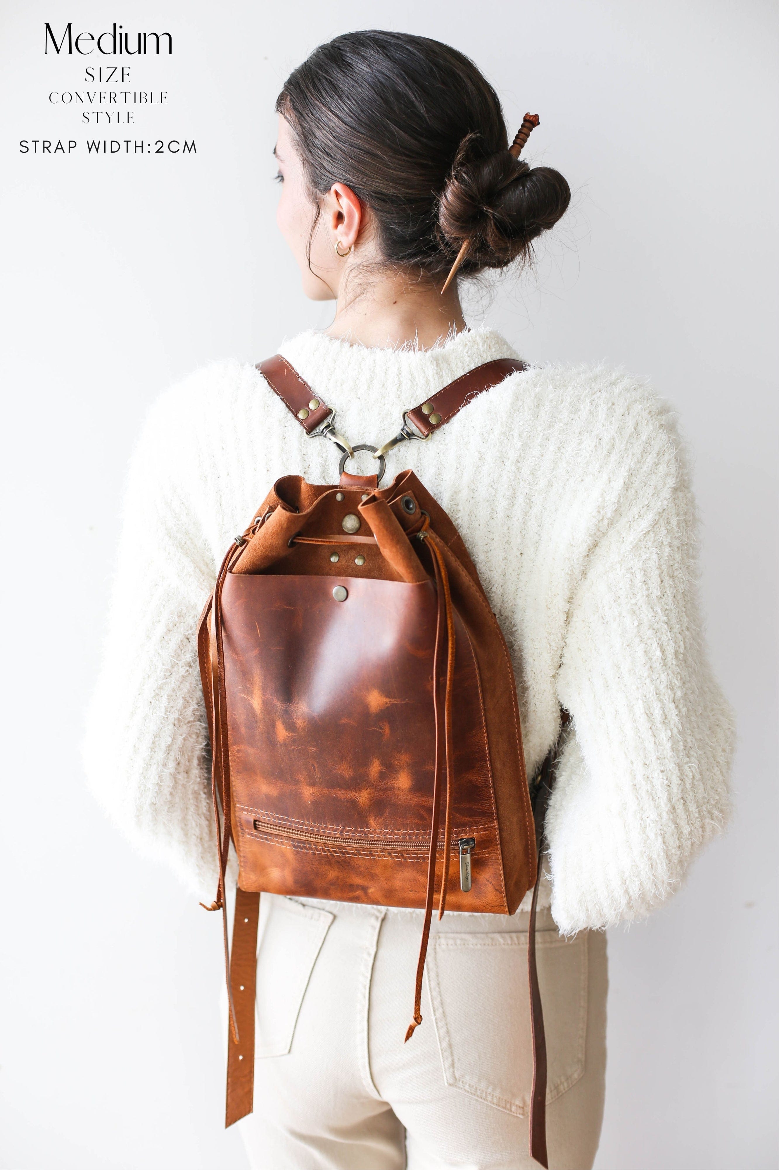 leather backpack purse for women