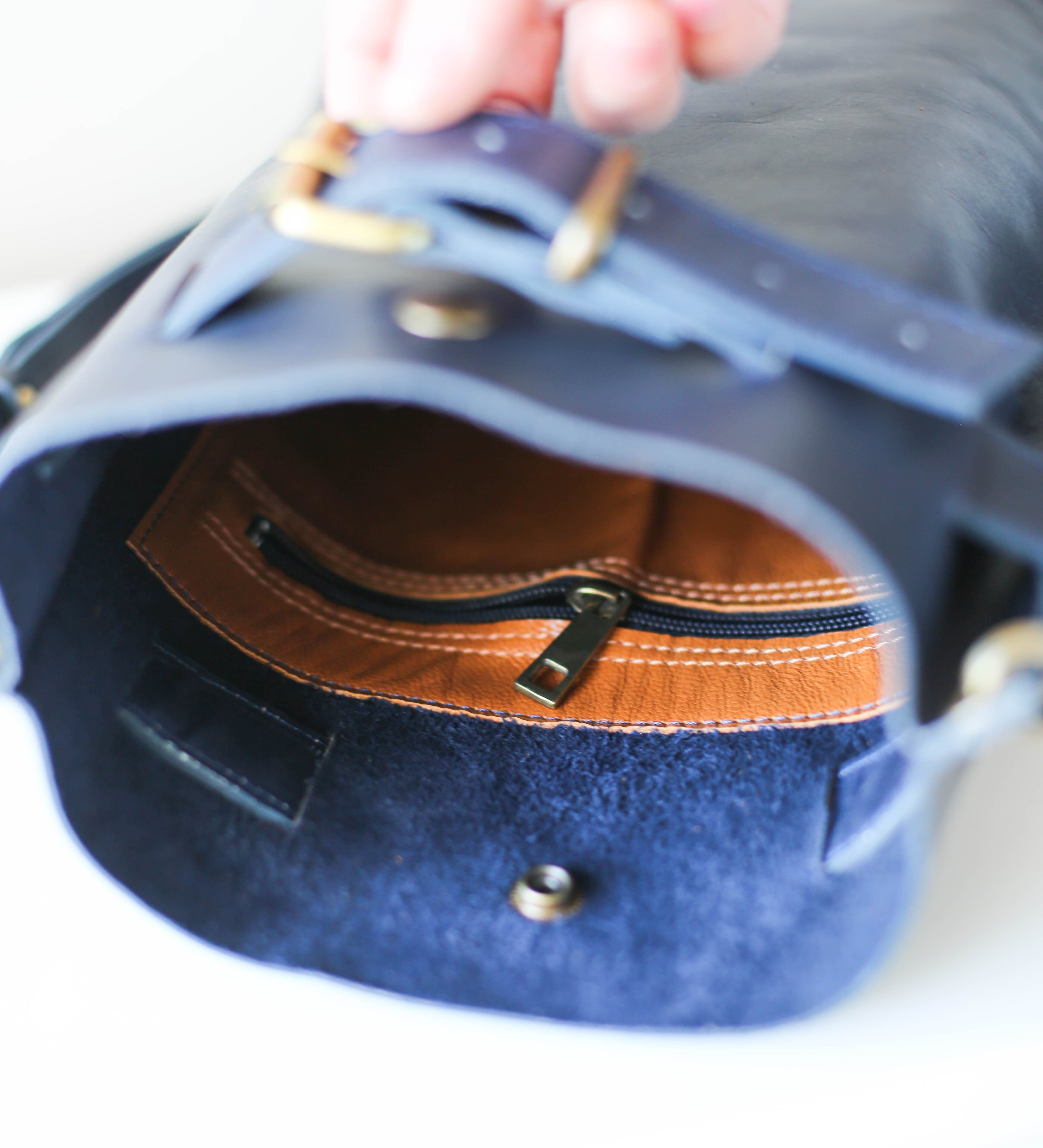 Blue Mini Leather Backpack