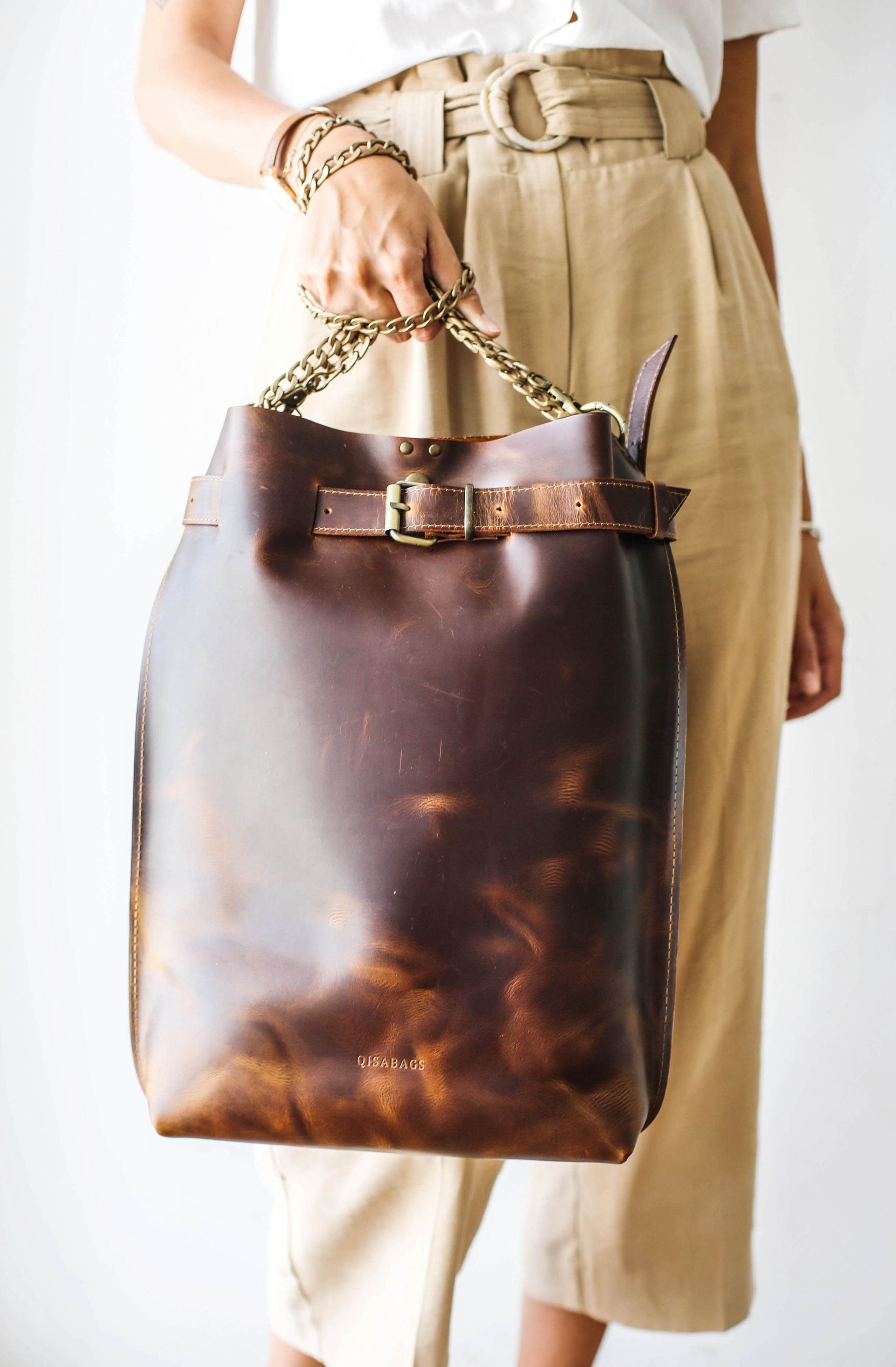 Dark Brown Large leather bag
