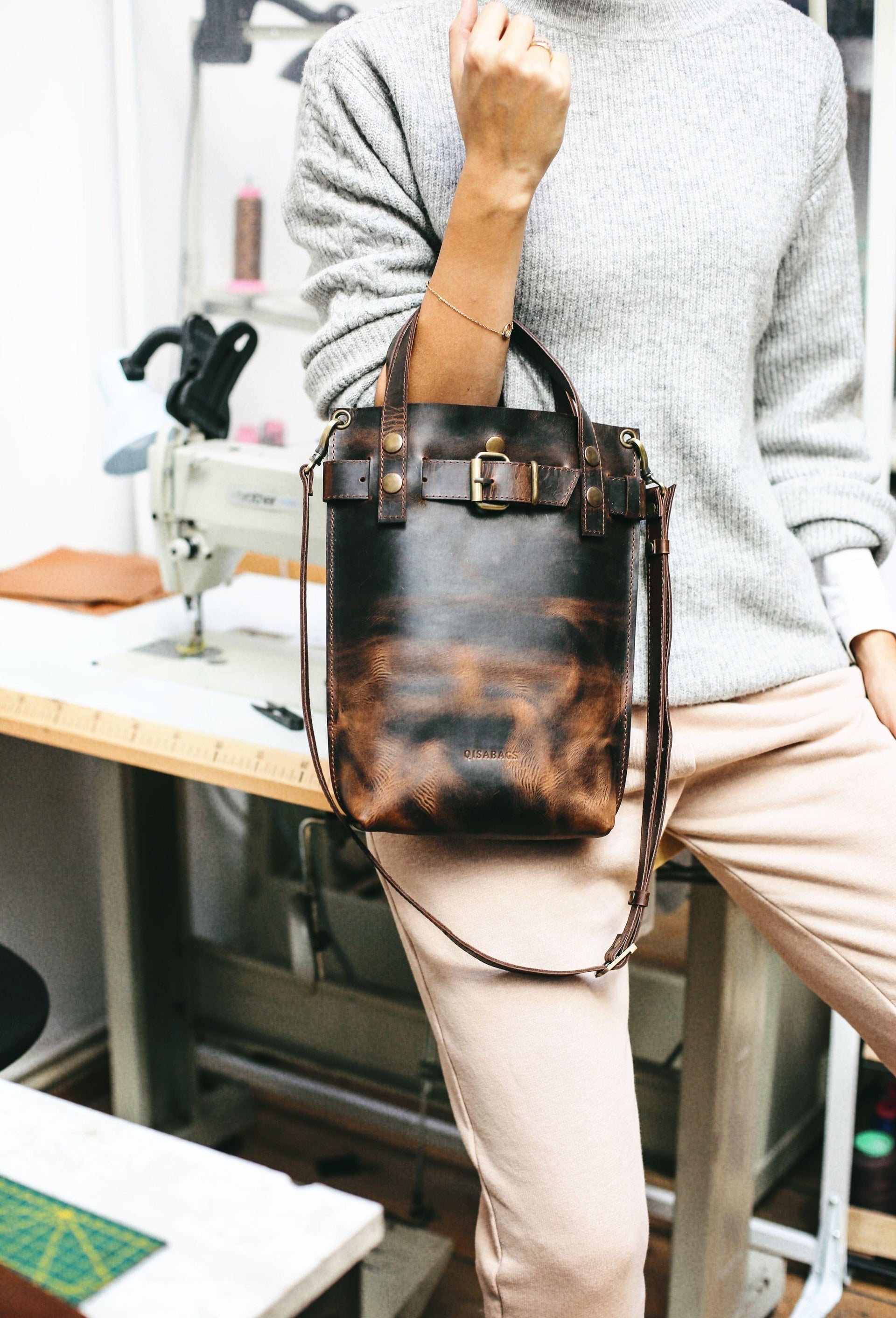 Brown Leather Handbag for women