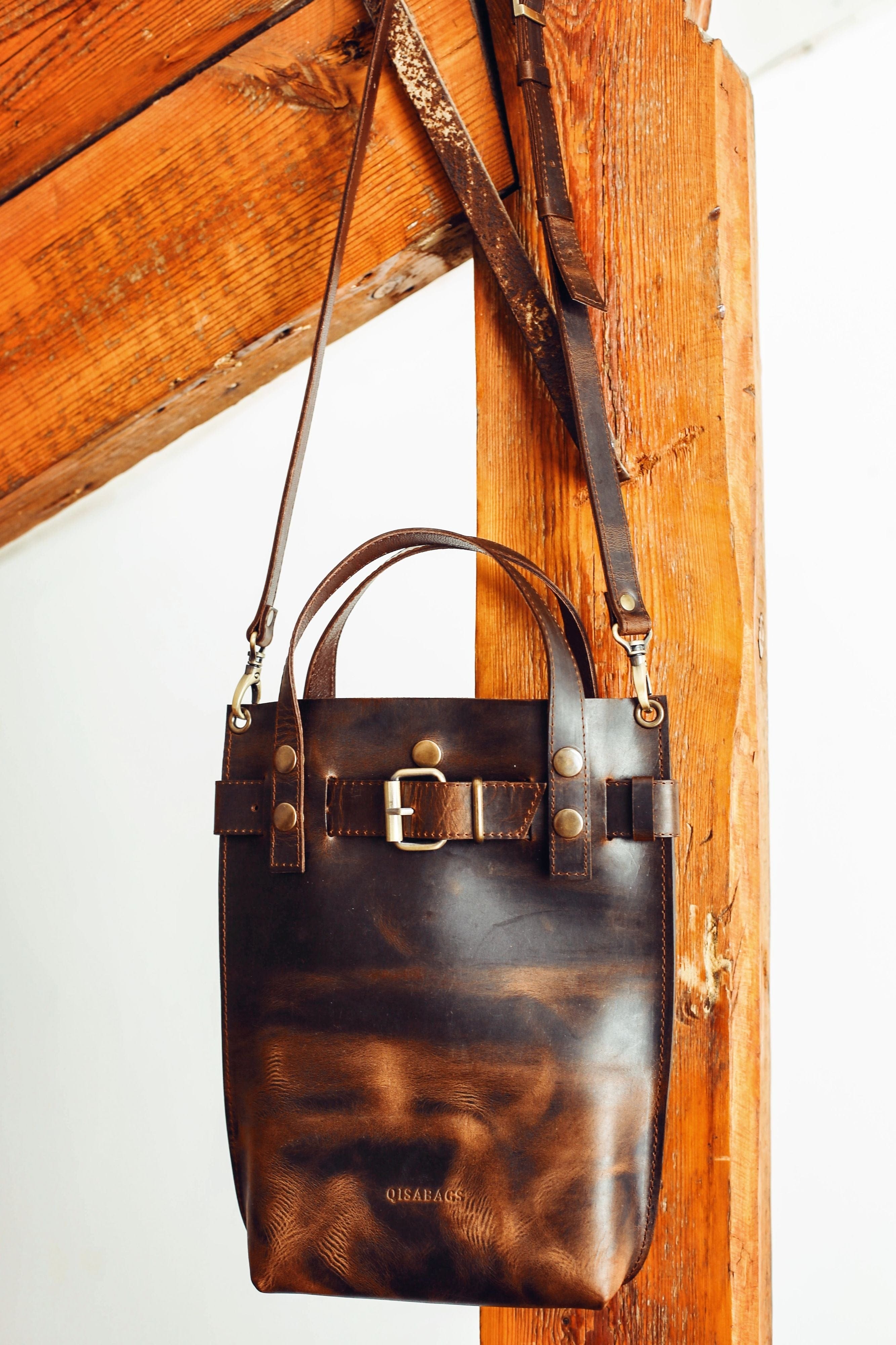 brown leather bag