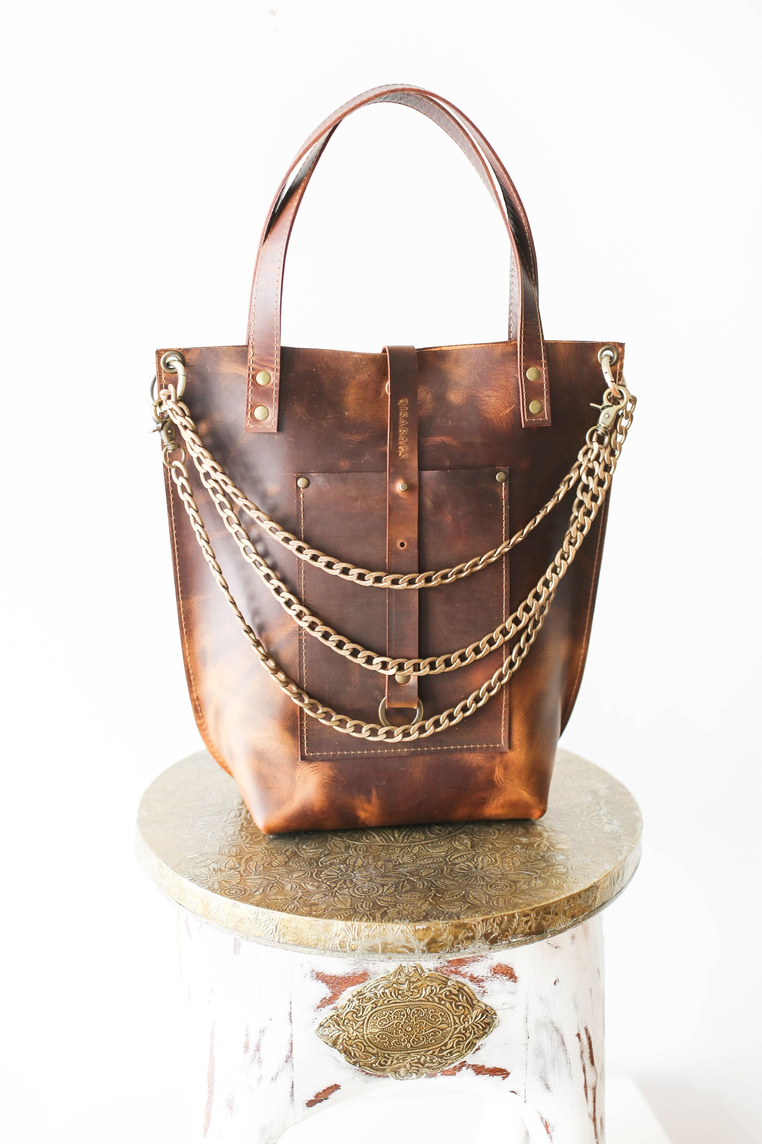 Designer leather handbag