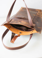 handmade leather tote