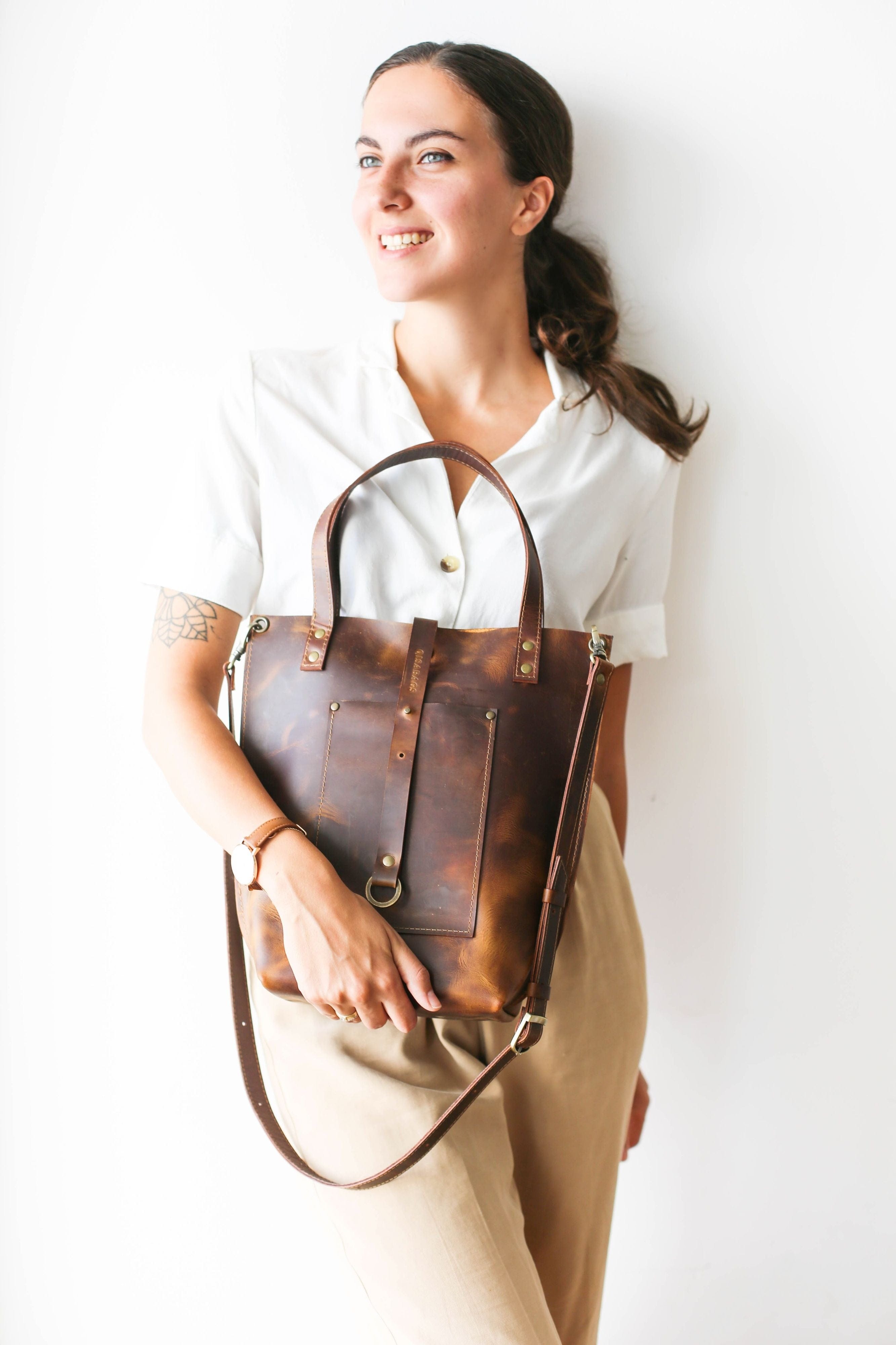 Handmade brown tote