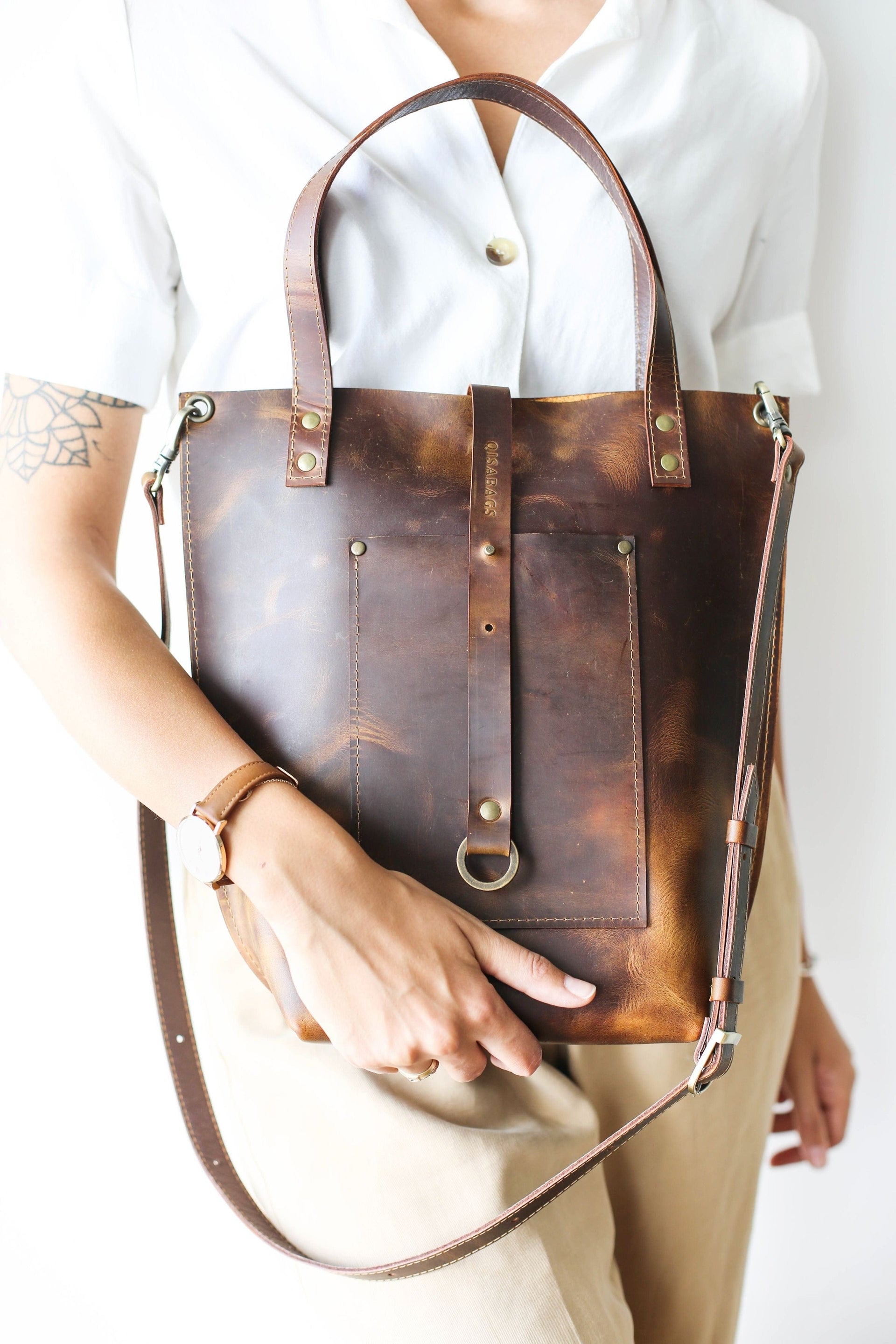 leather tote for laptop