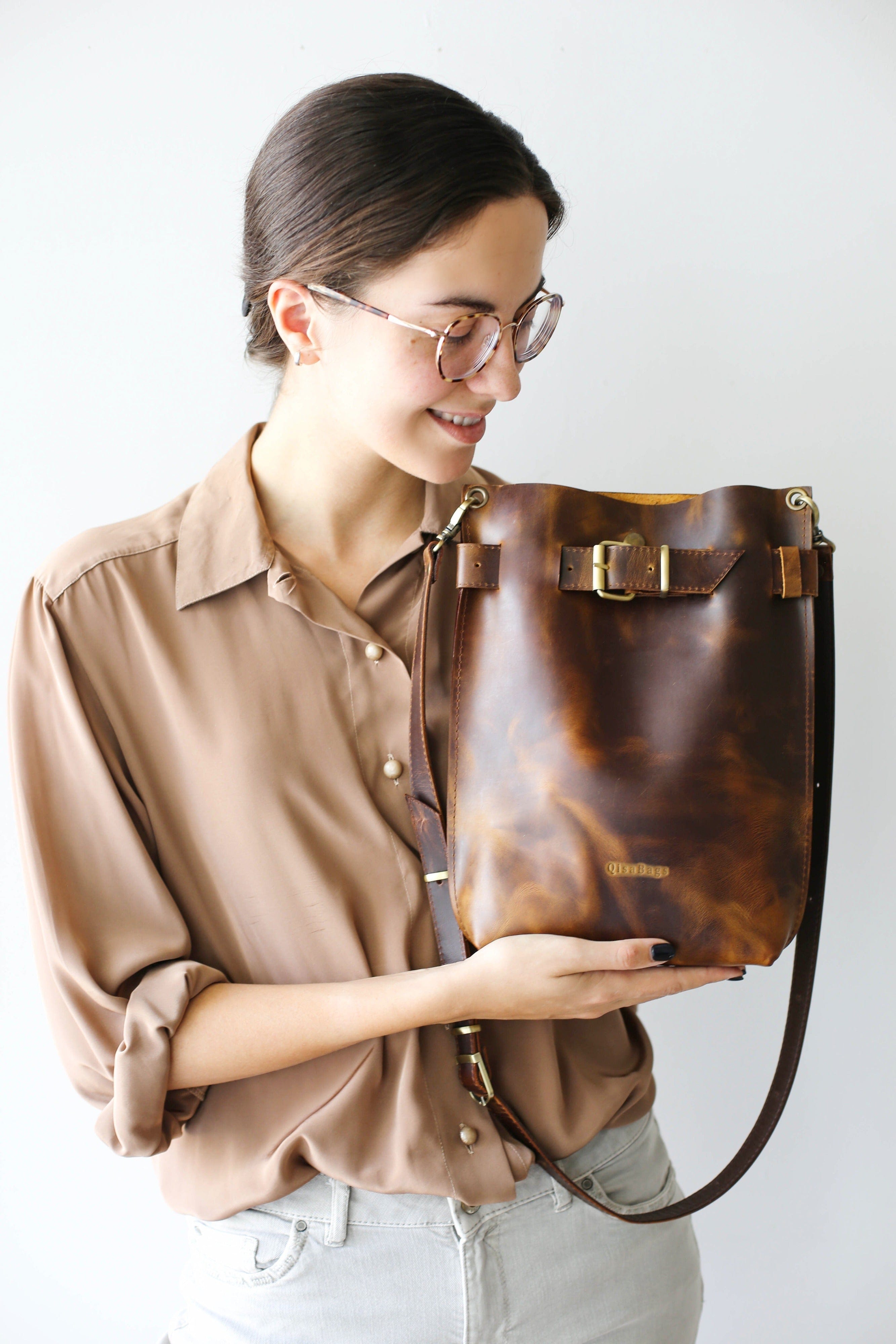 vintage leather backpack