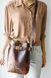 leather crossbody bag brown