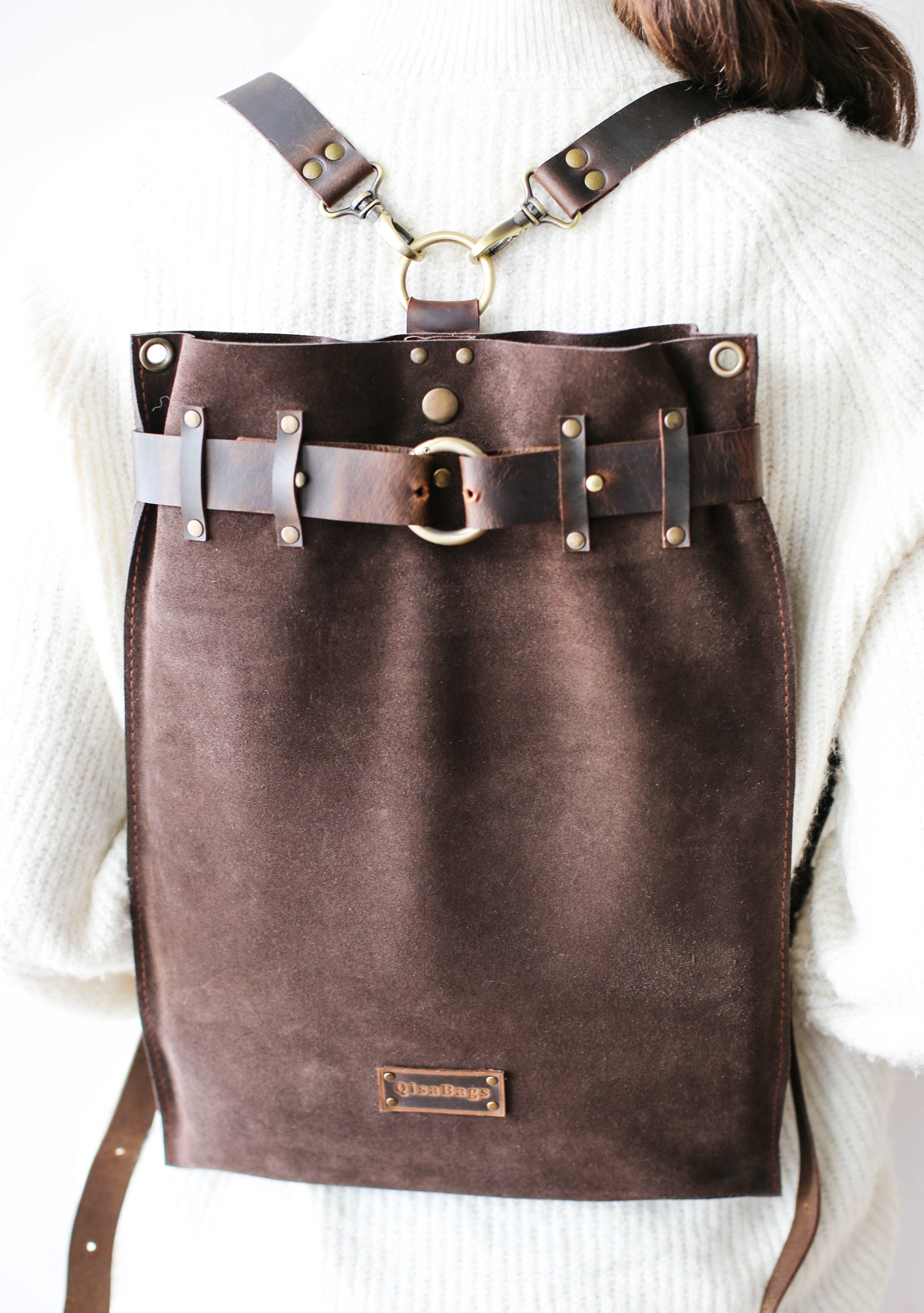 brown leather backpacks