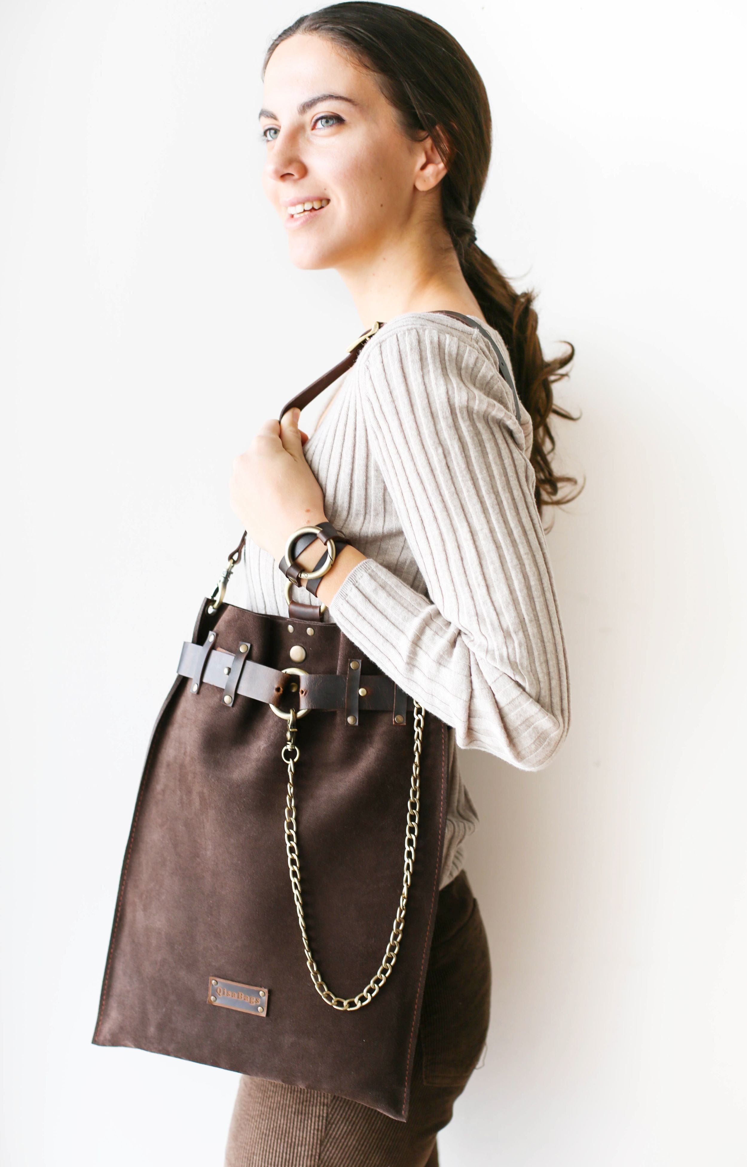 suede brown purse