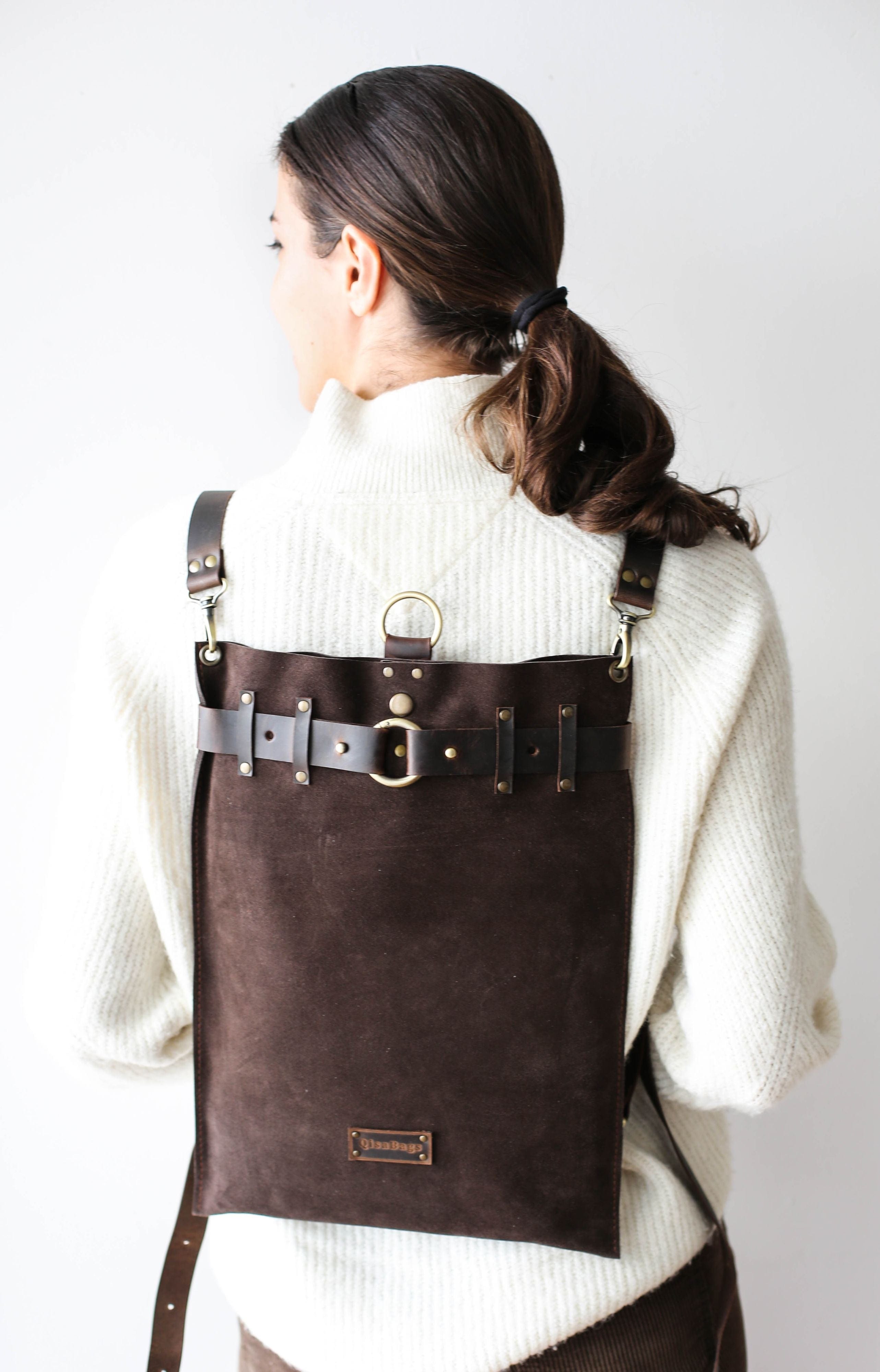 leather backpack brown