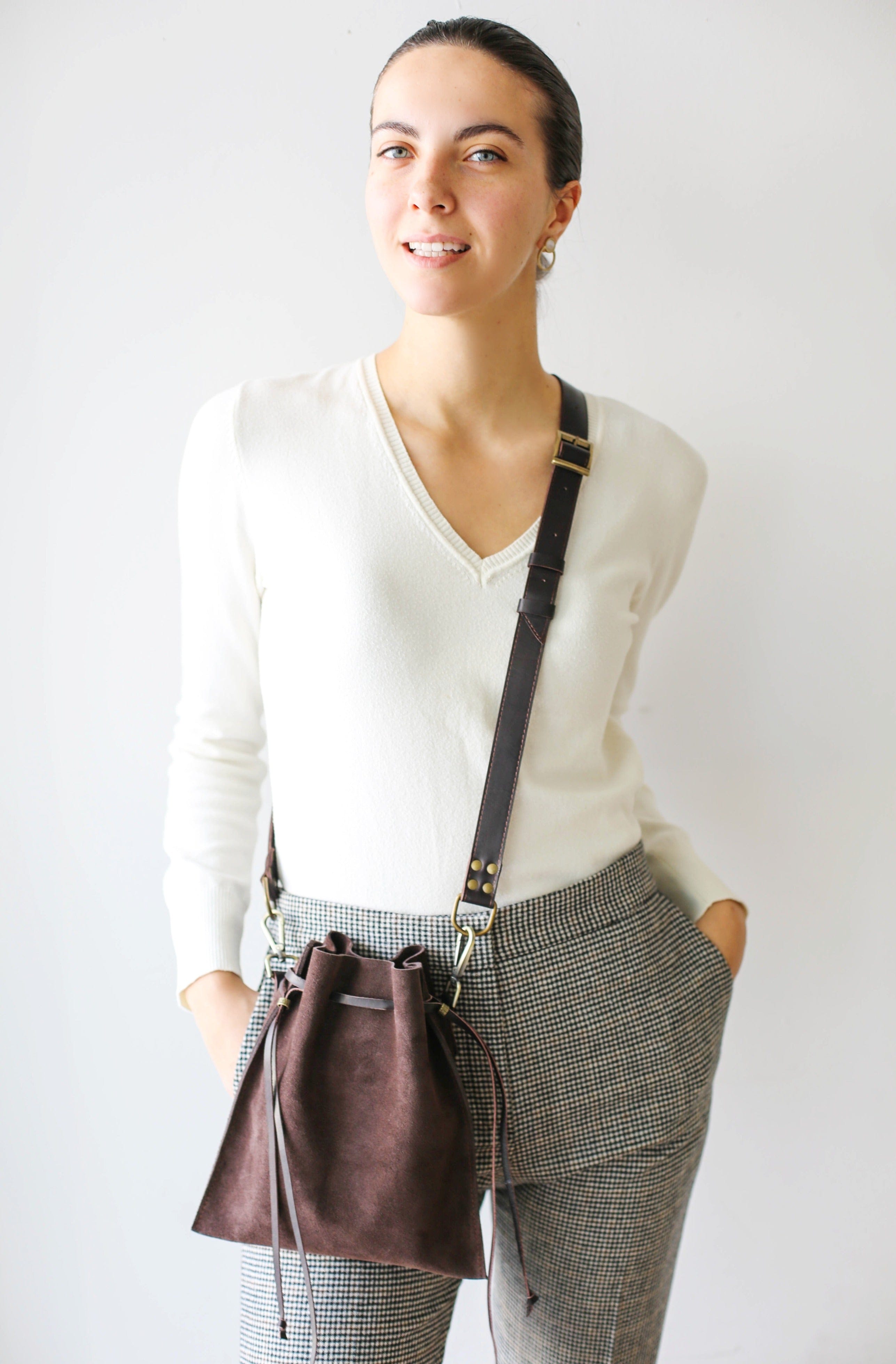 Brown Suede Cross Body Bag