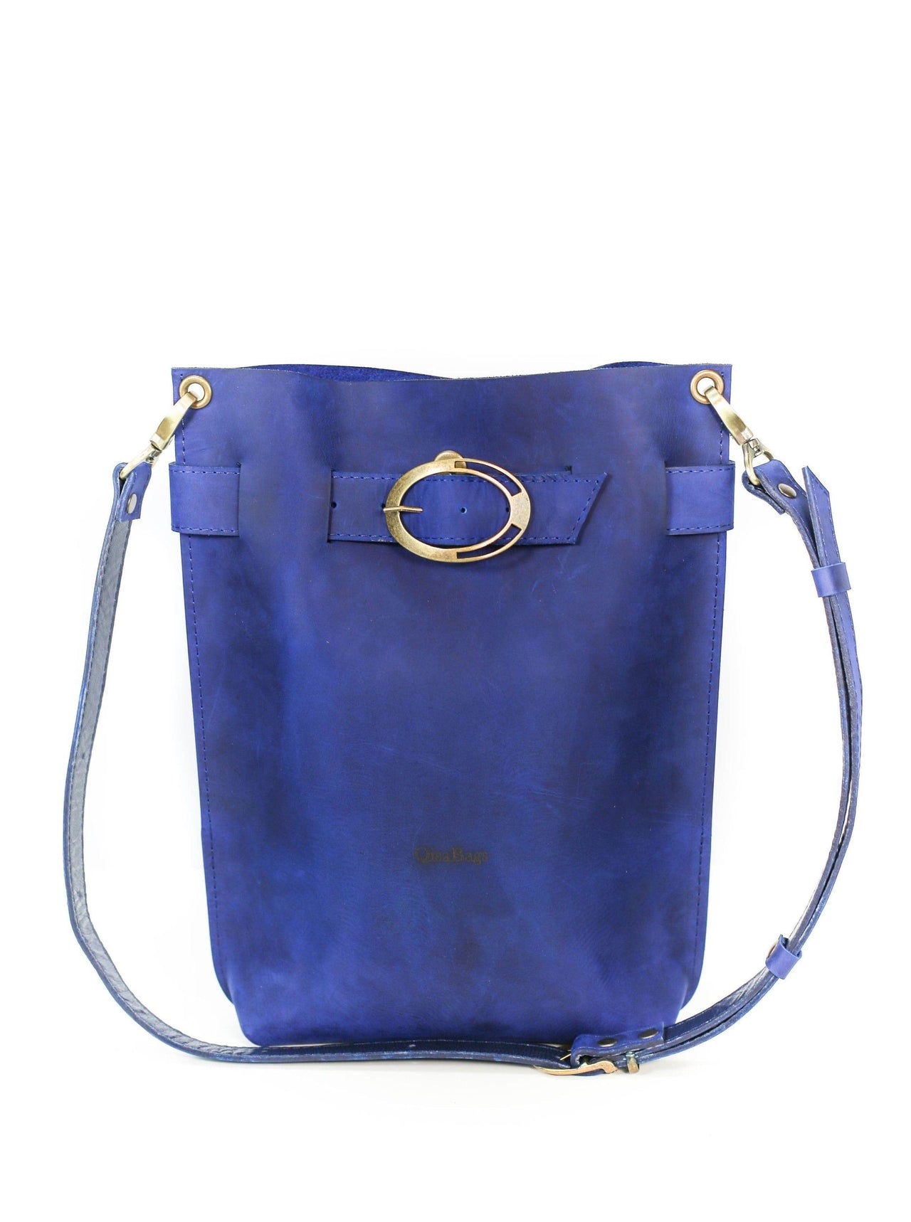 Electric blue leather bag