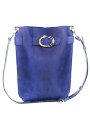 Electric blue leather handbag