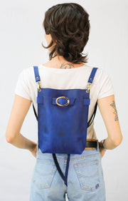 Electric blue leather backpack
