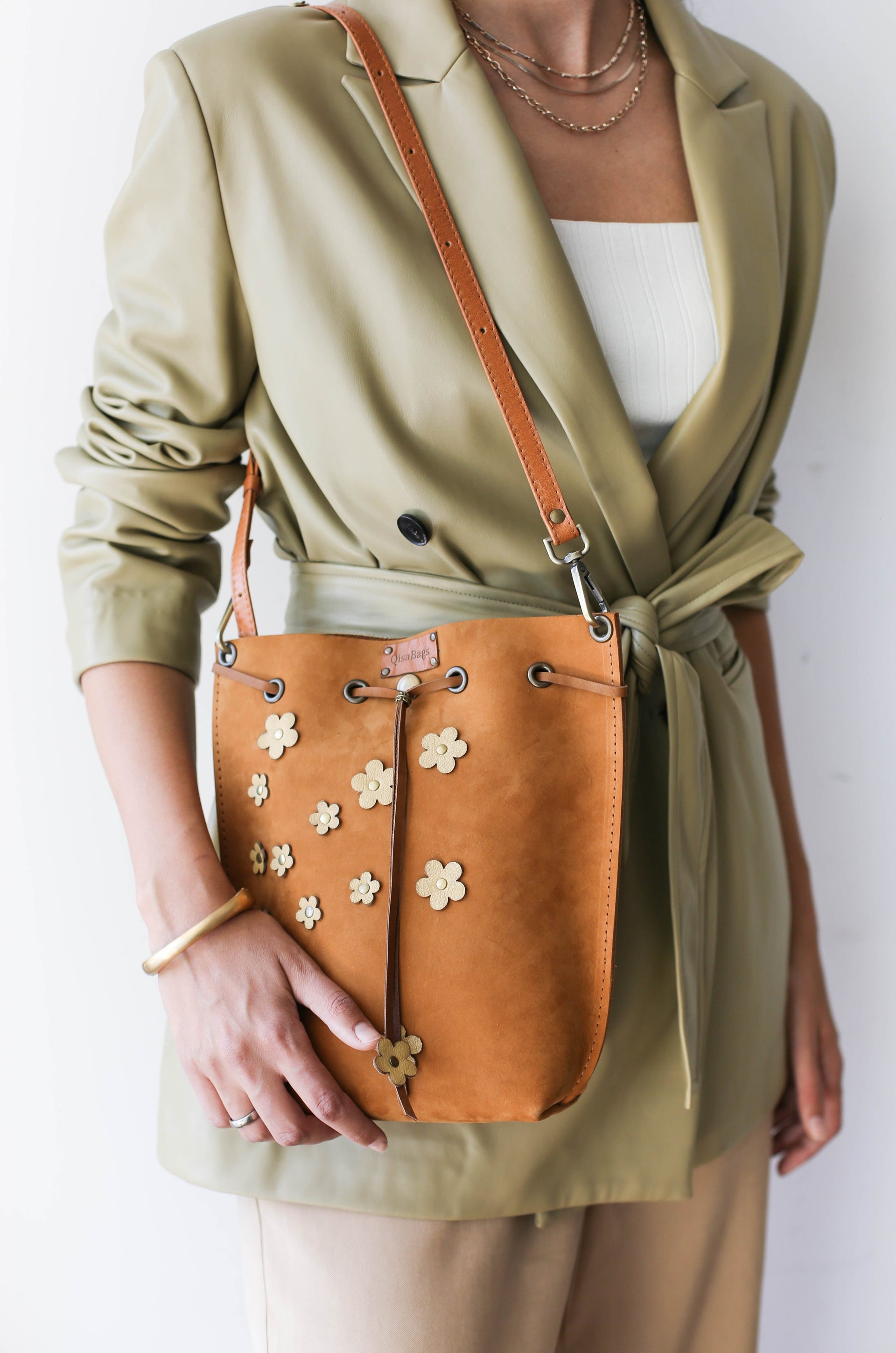 Designer leather handbag
