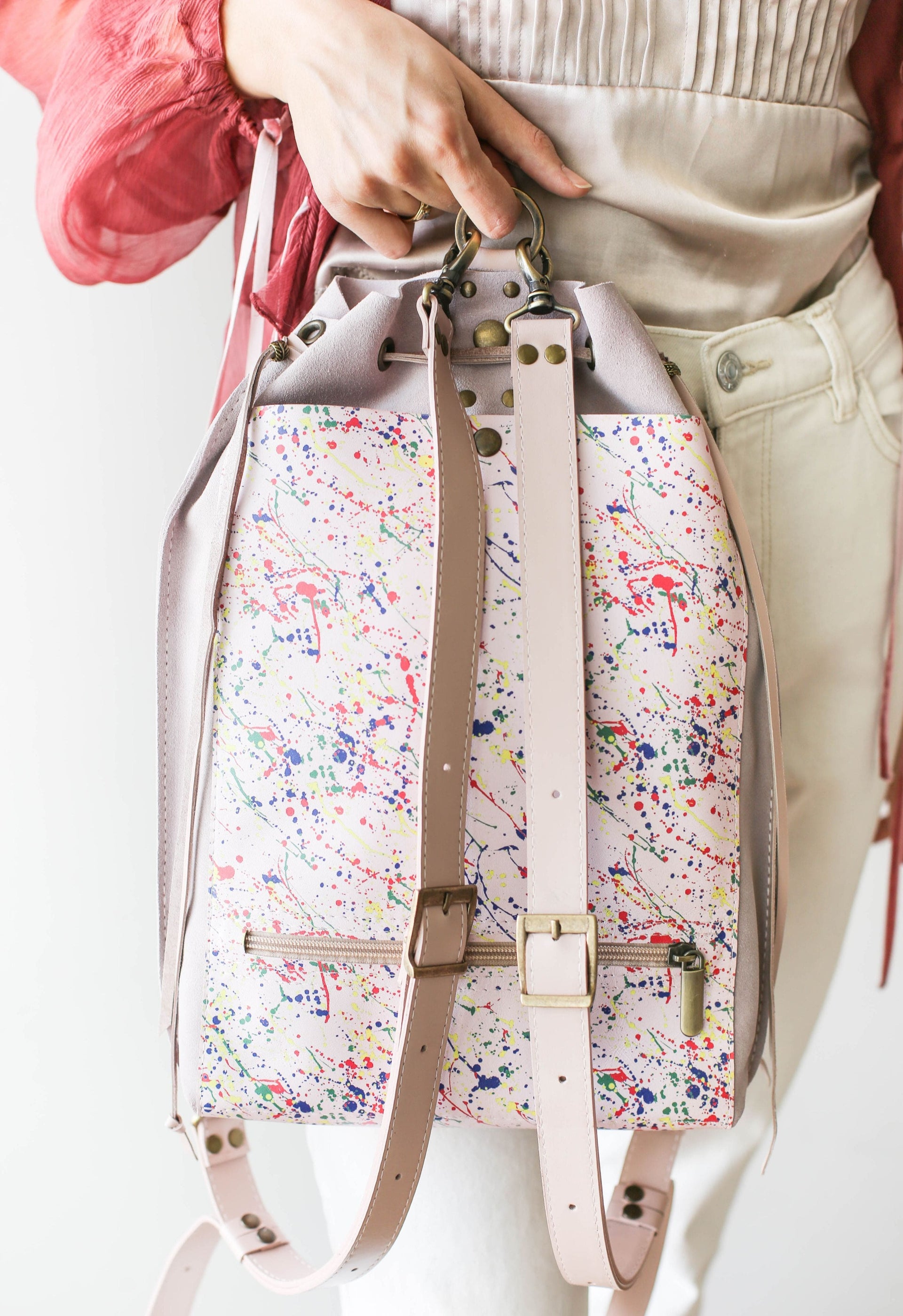 Pastel Pink Designer Backpack Purse