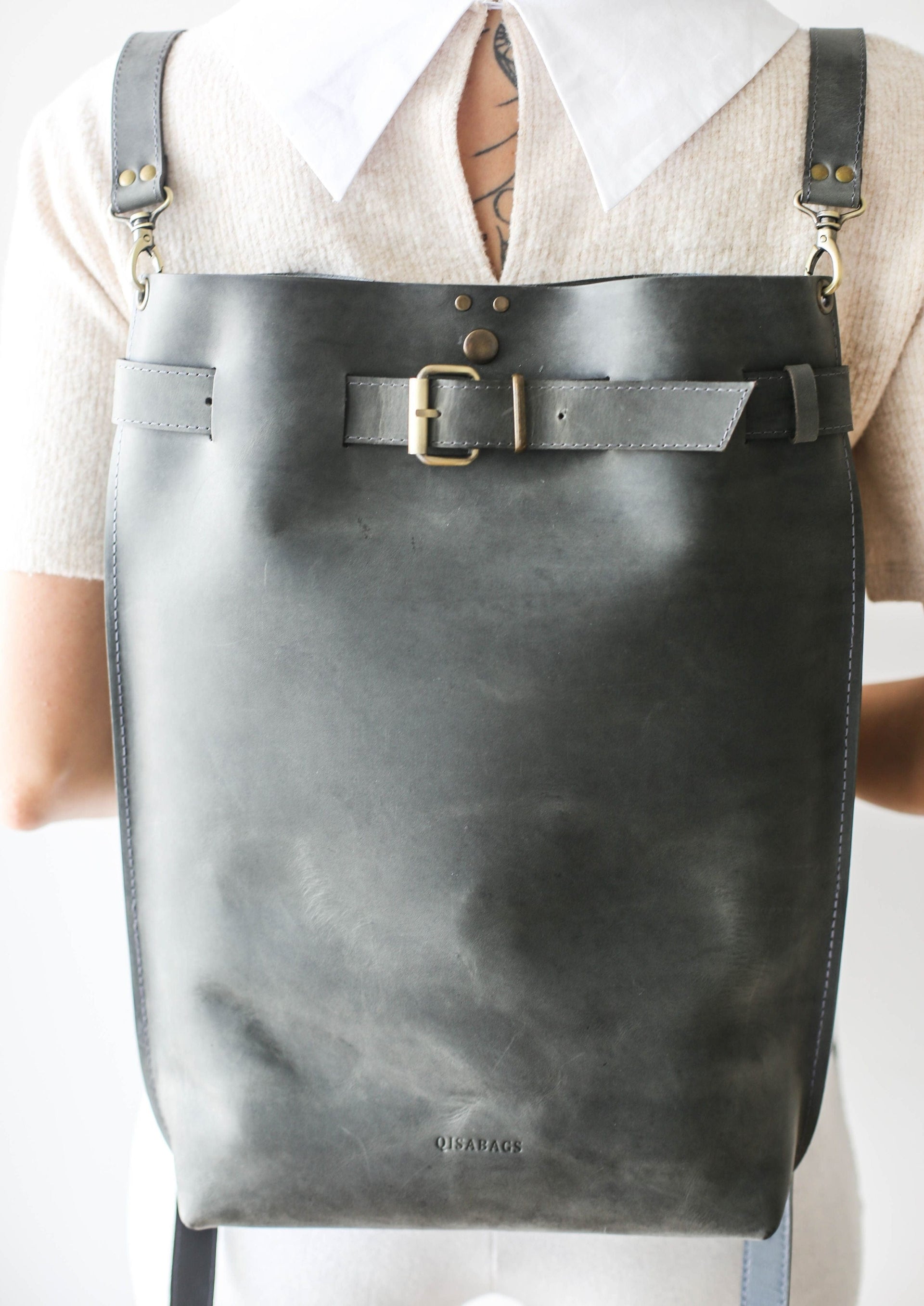 Handmade leather backpack for women 