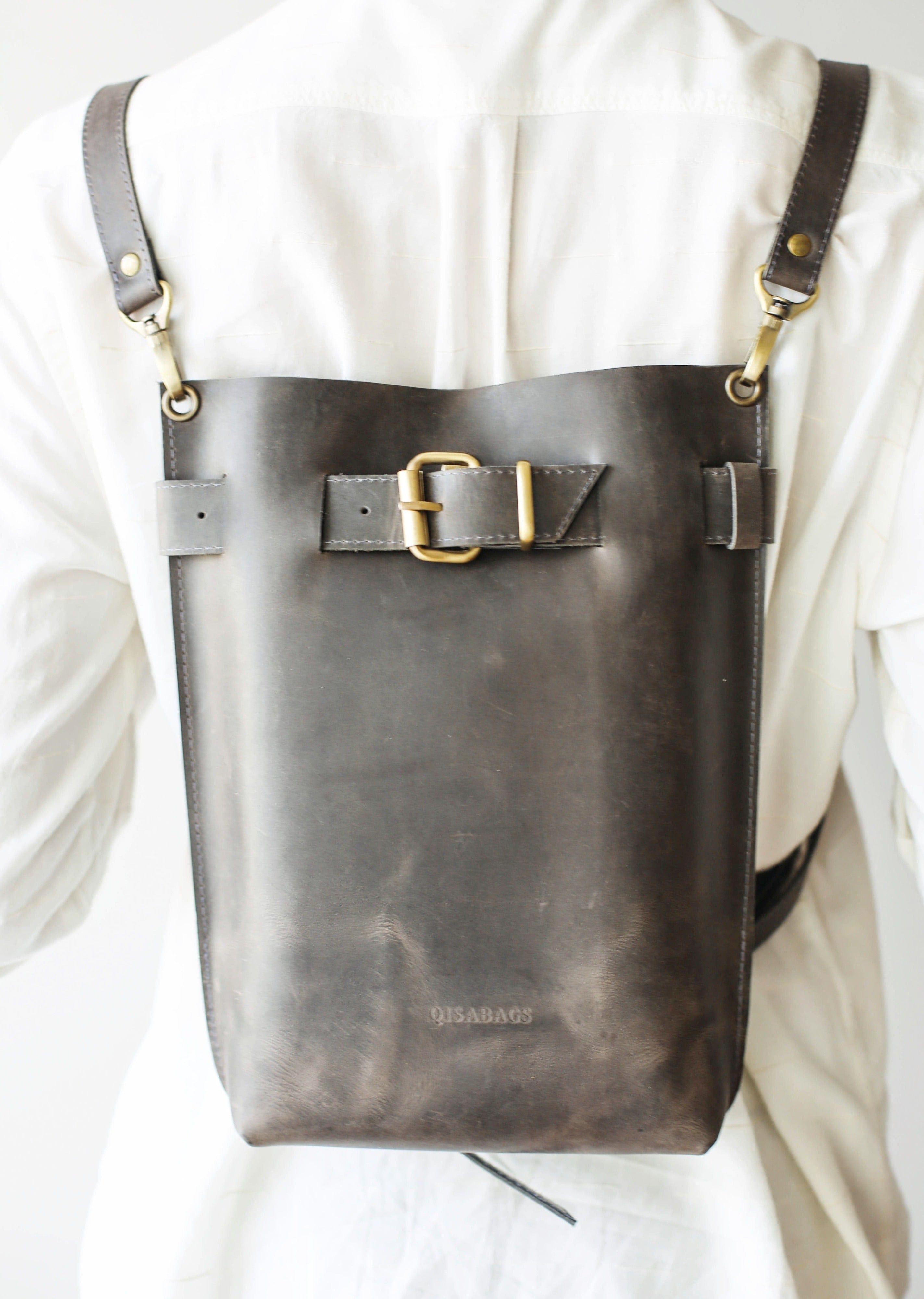 Gray Leather Bag