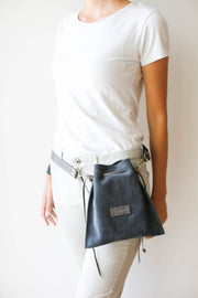 Gray Leather Waist Bag