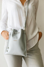 Gray Faux Leather Crossbody Bag 