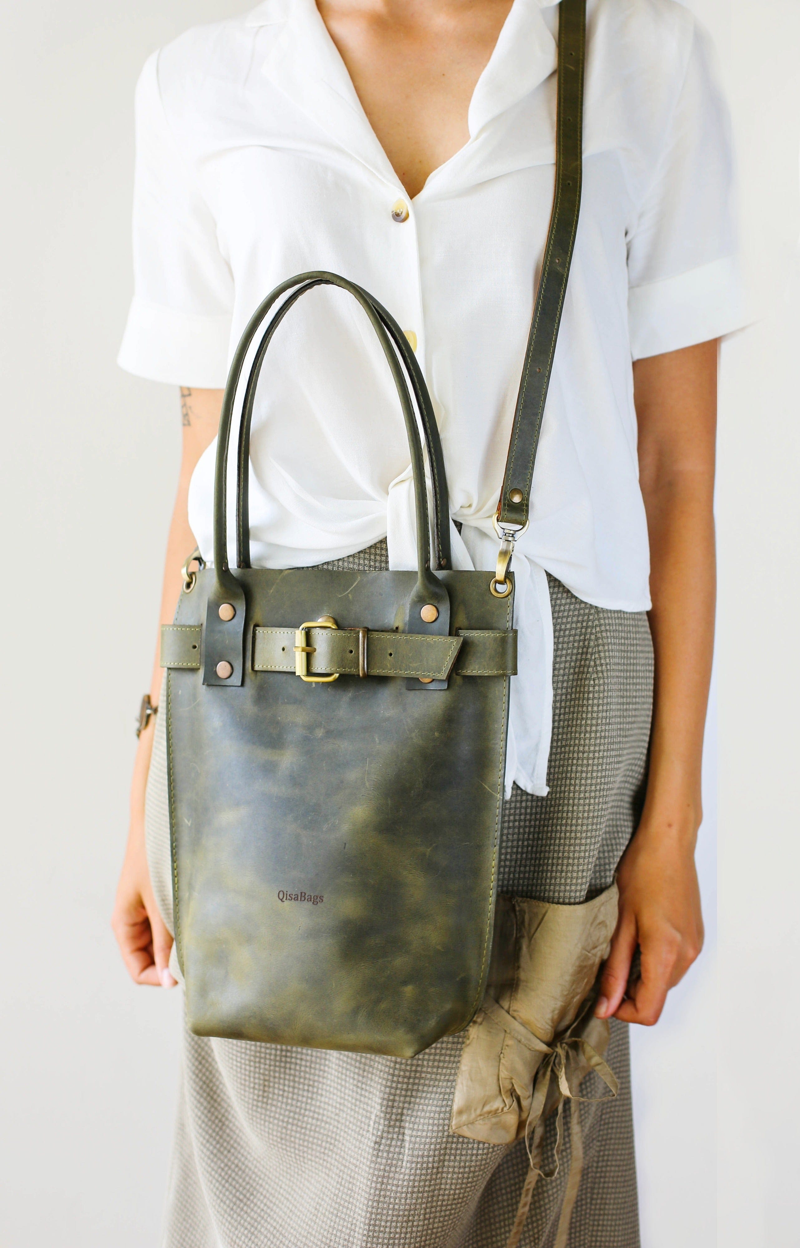 green leather crossbody bag