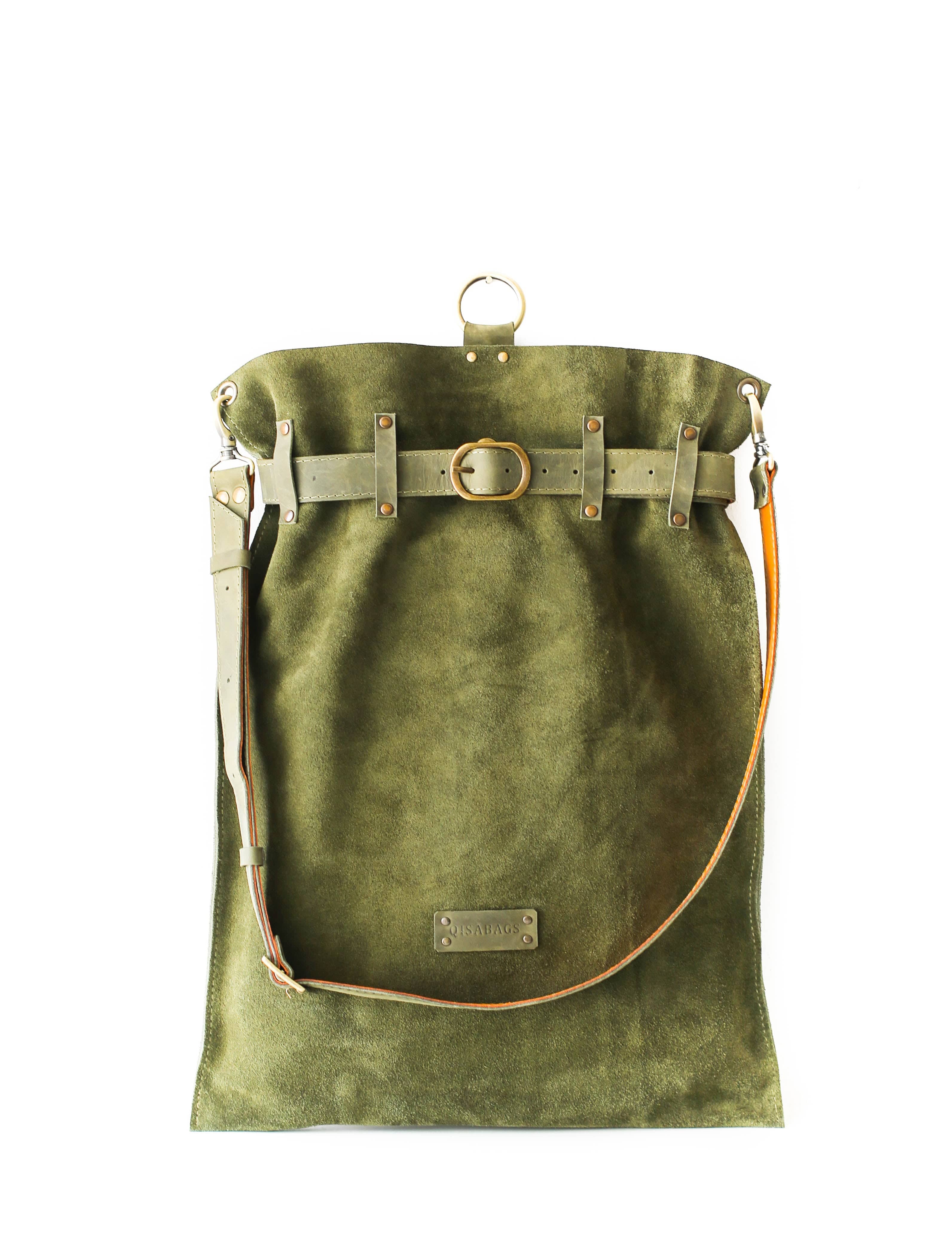 Bucket style shops suede backpack purse