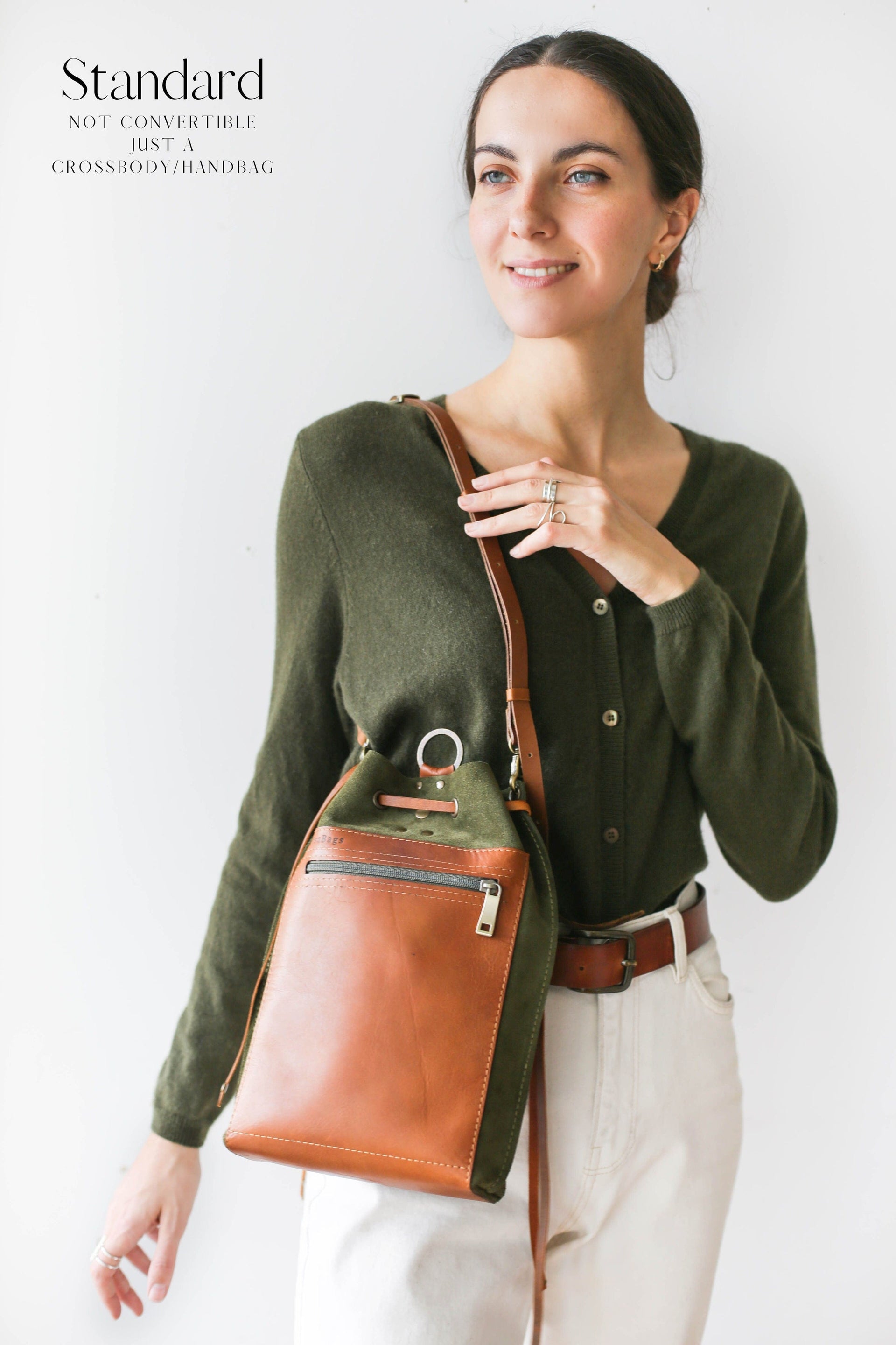 Leather Backpack Crossbody Convertible Backpack Purse 