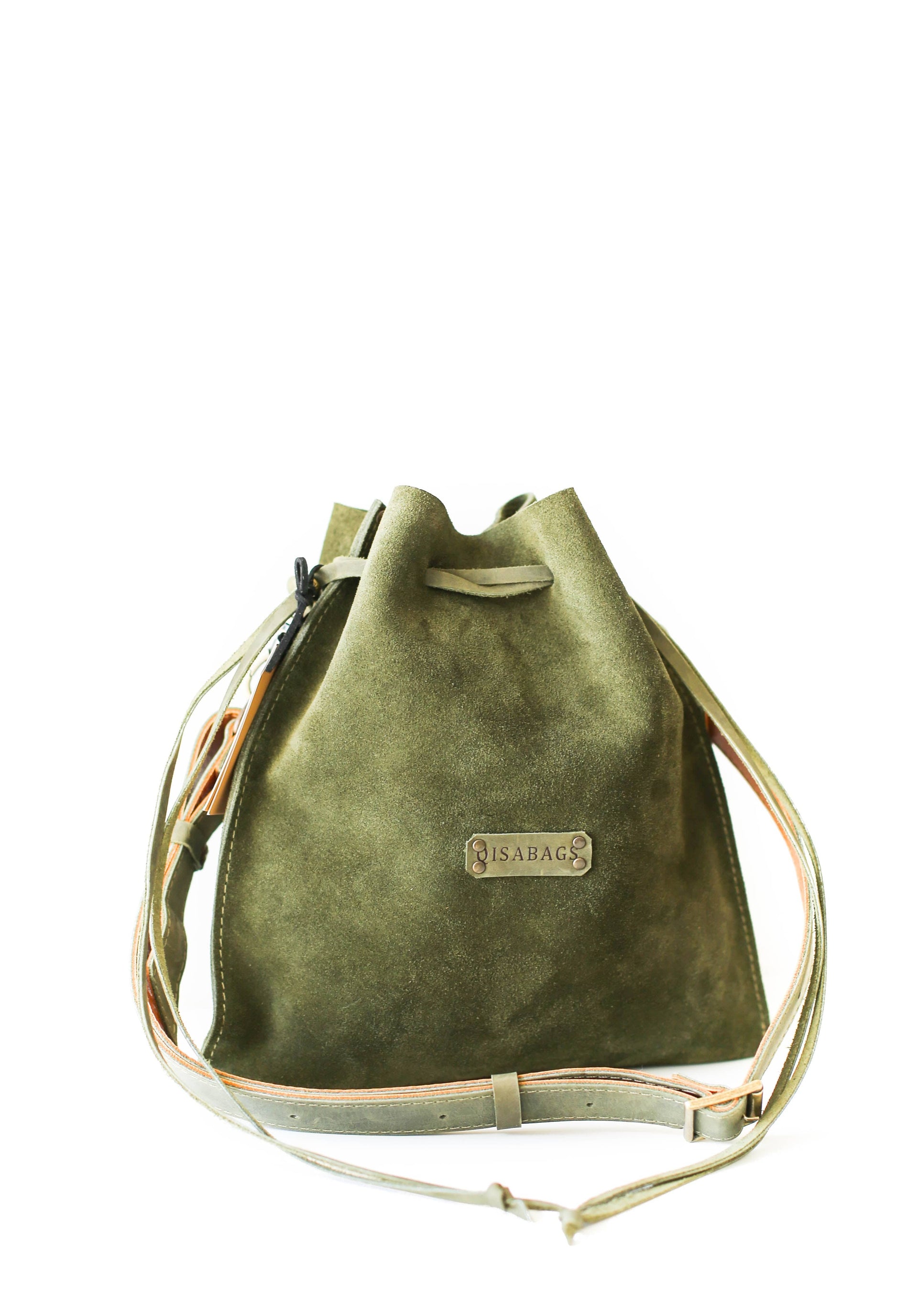 green suede purse
