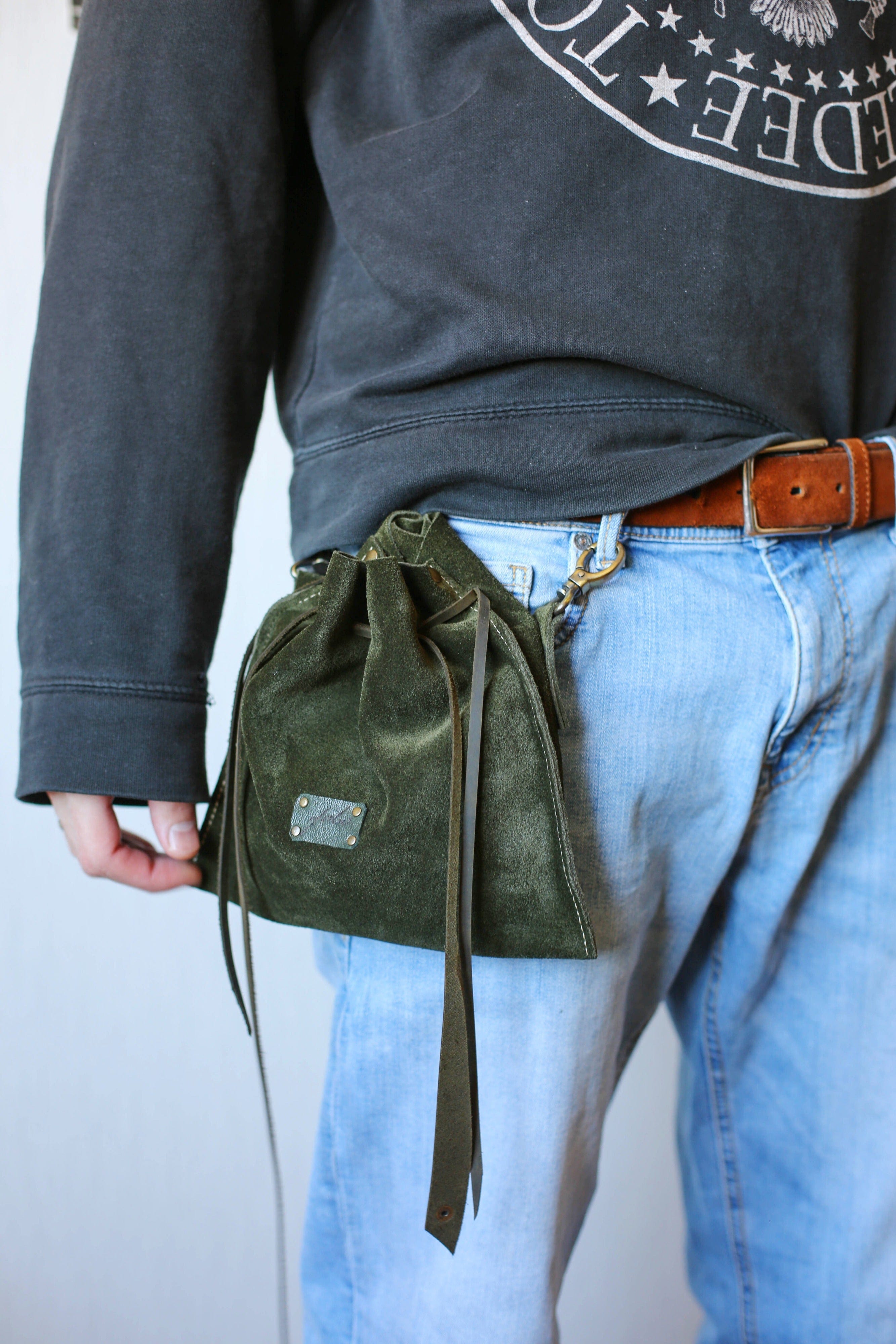 Green Suede Cross Body Bag