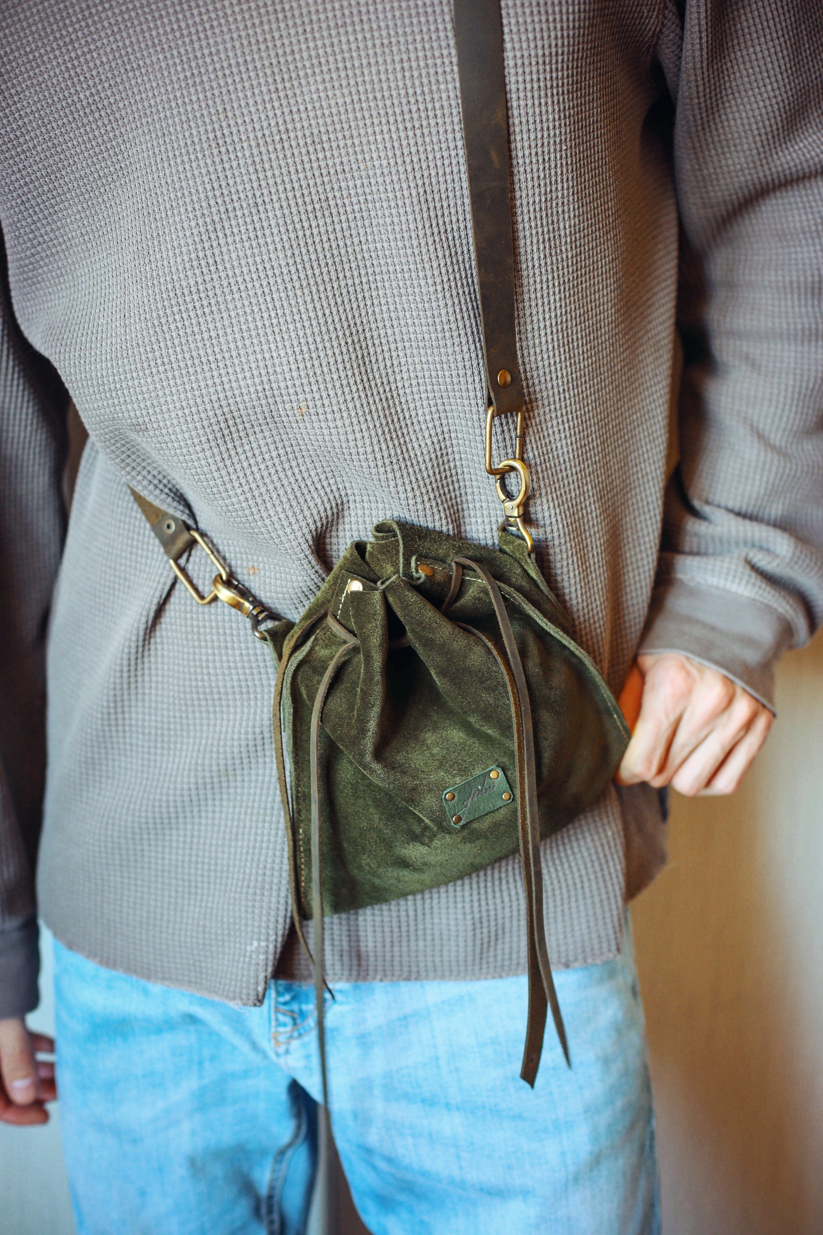 Leather Drawstring Bag