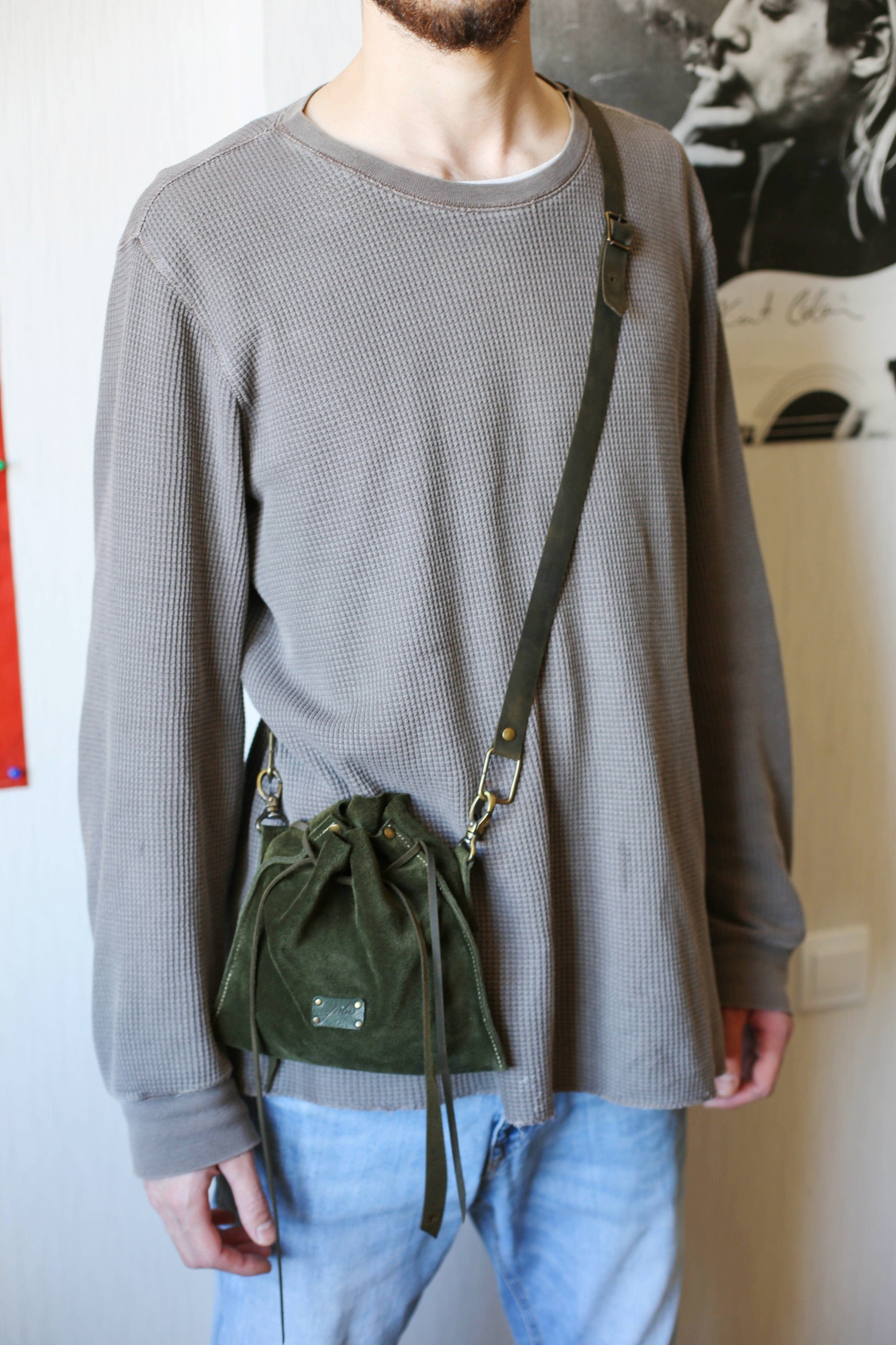 Green suede crossbody outlet bag