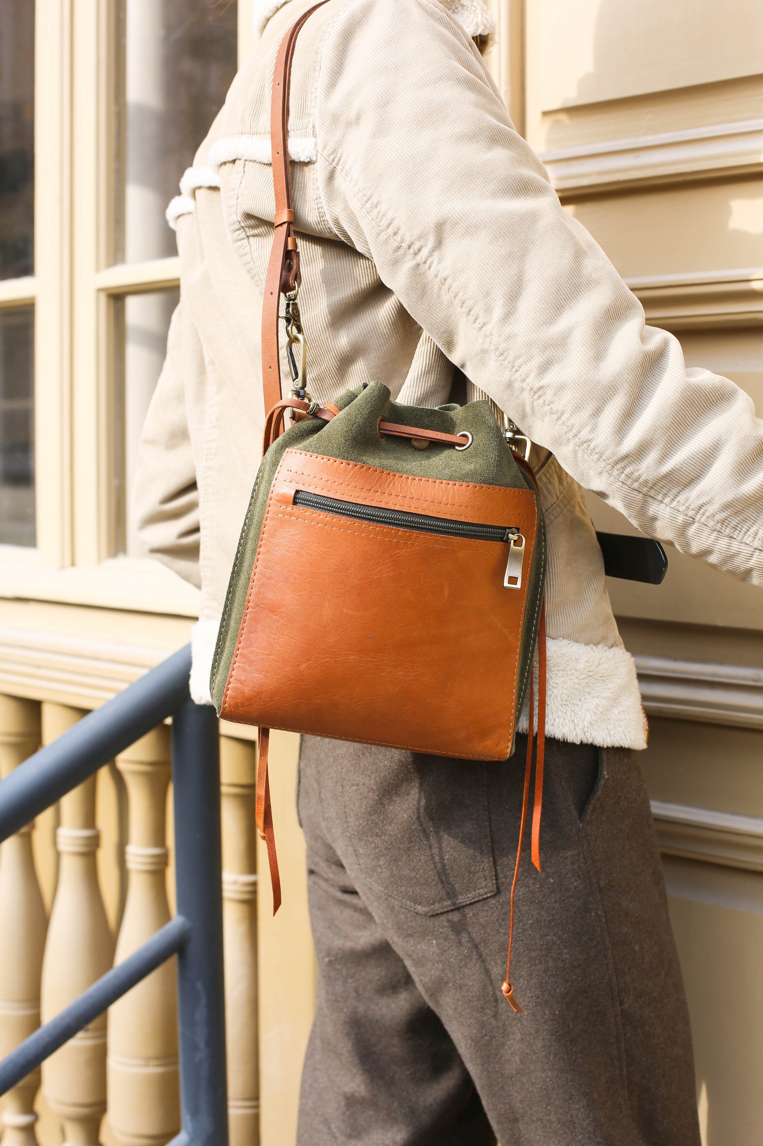 green leather crossbody bag