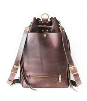 Brown leather backpack purse