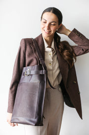 Large leather shoulder bag for women