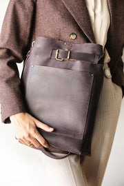 dark brown large leather purse