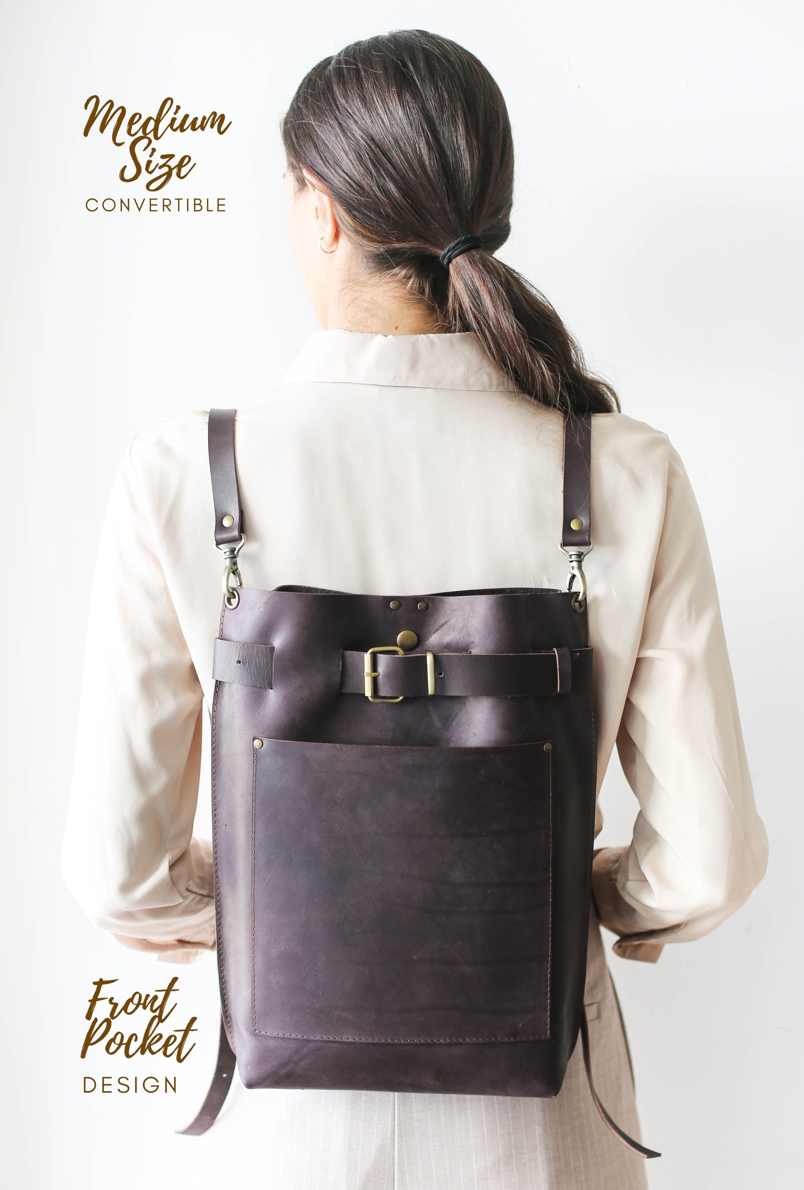 Medium size best sale leather backpack