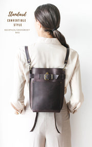 genuine leather backpack purse